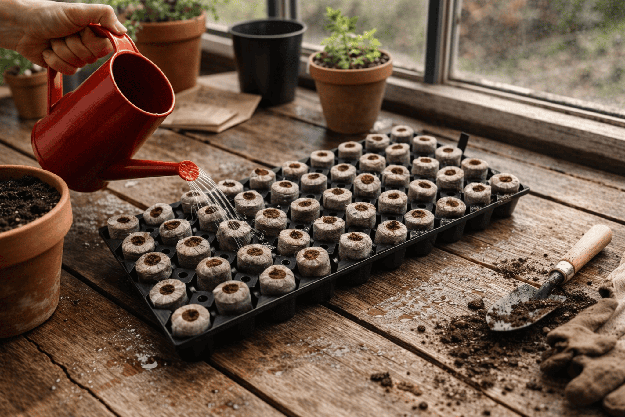 Coconut Coir Seed Starting kit with watering can