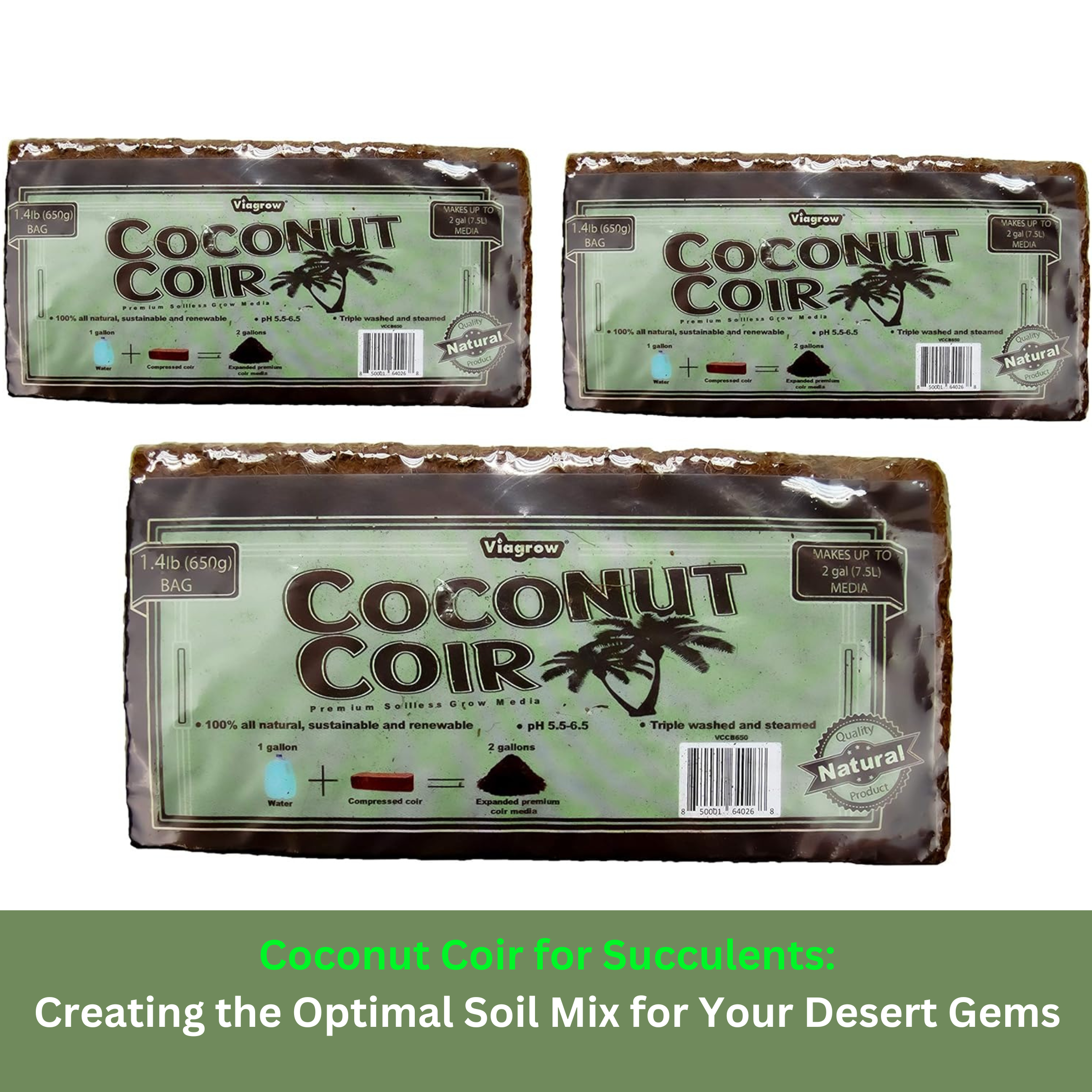 Viagrow 650 g (1.4 lb.) Compressed Coconut Coir Premium Grow Media (Packs)