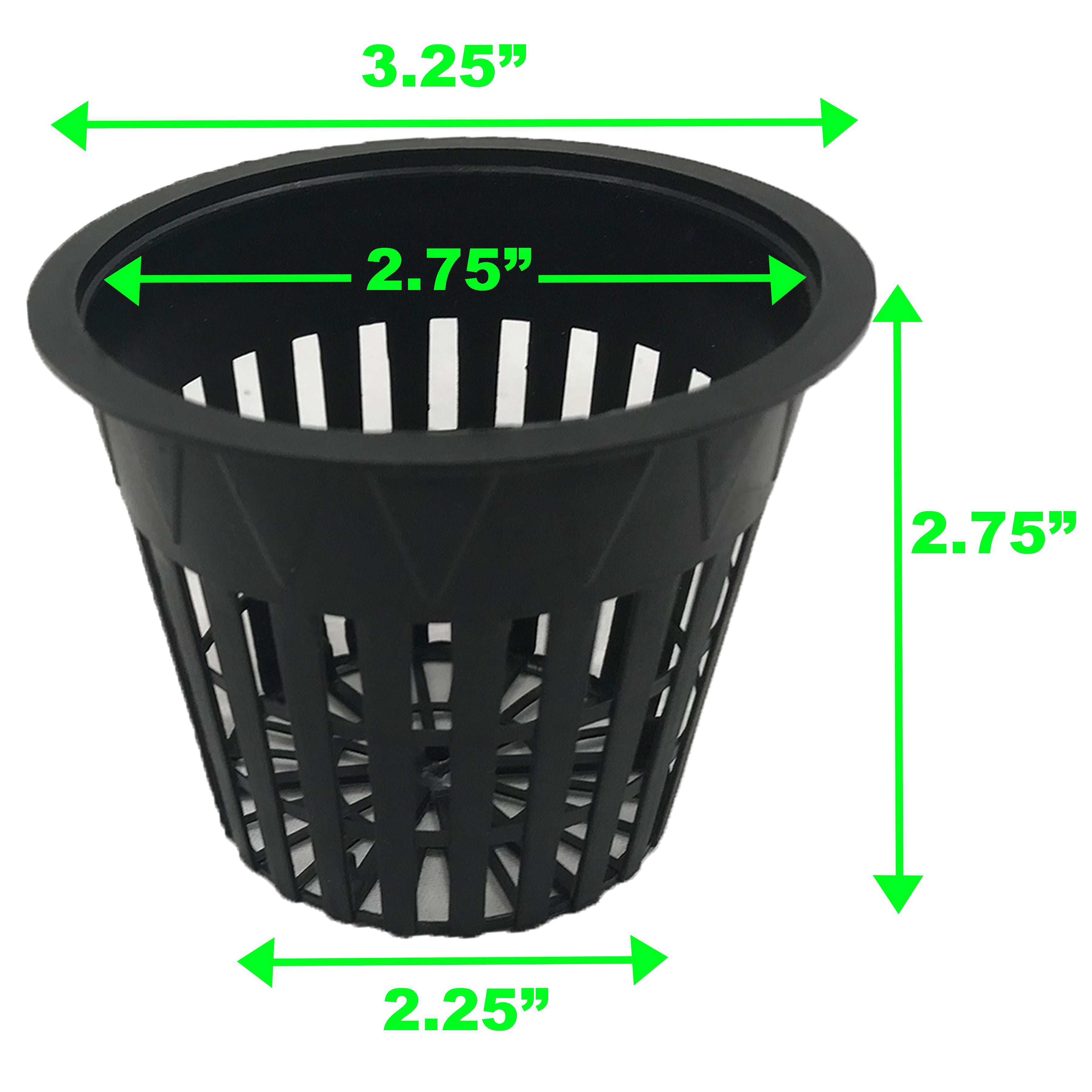 Viagrow Slotted Black Plastic Net Pots for Hydroponics and Soil Root Aeration and Drainage (Packs)