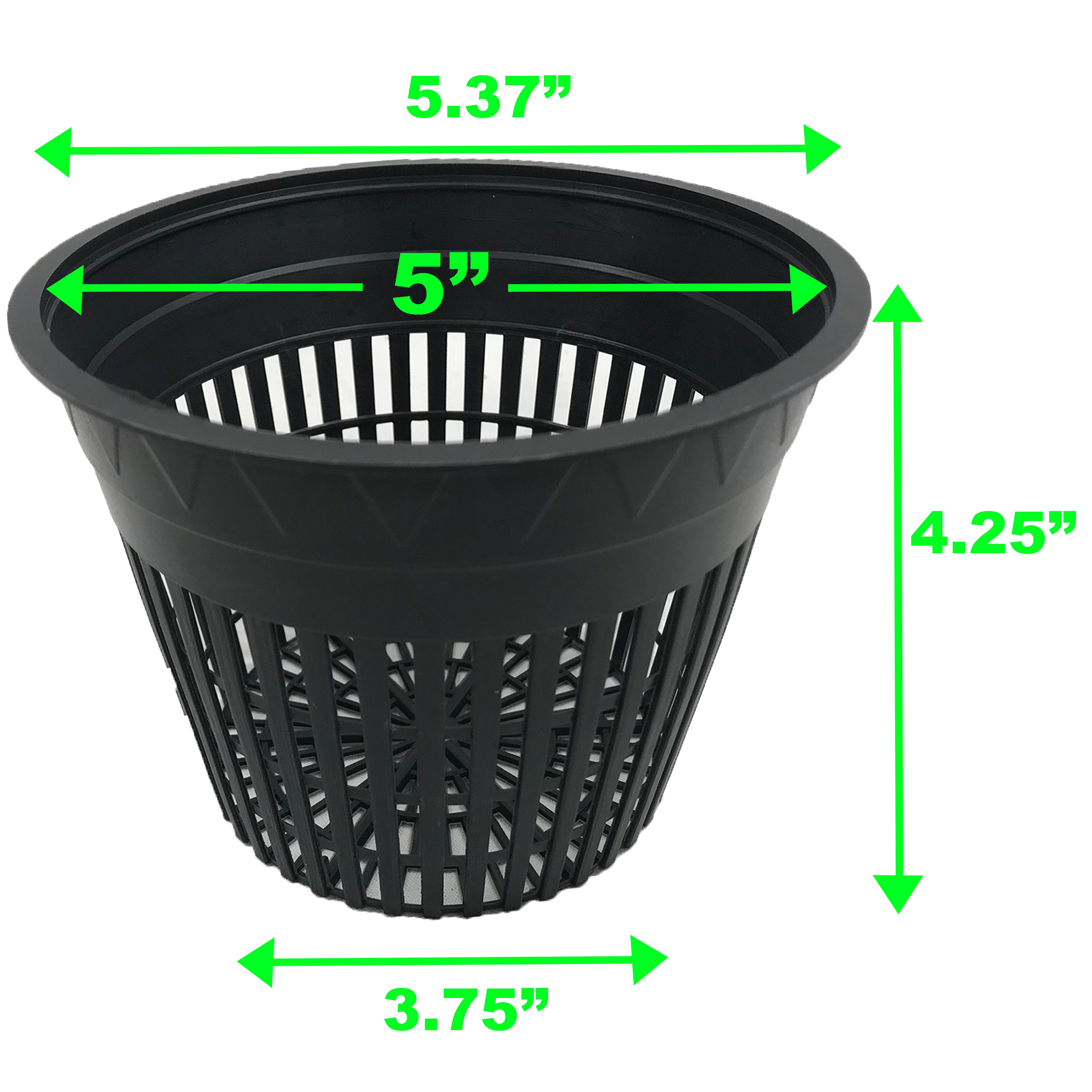 Viagrow Slotted Black Plastic Net Pots for Hydroponics and Soil Root Aeration and Drainage (Packs)