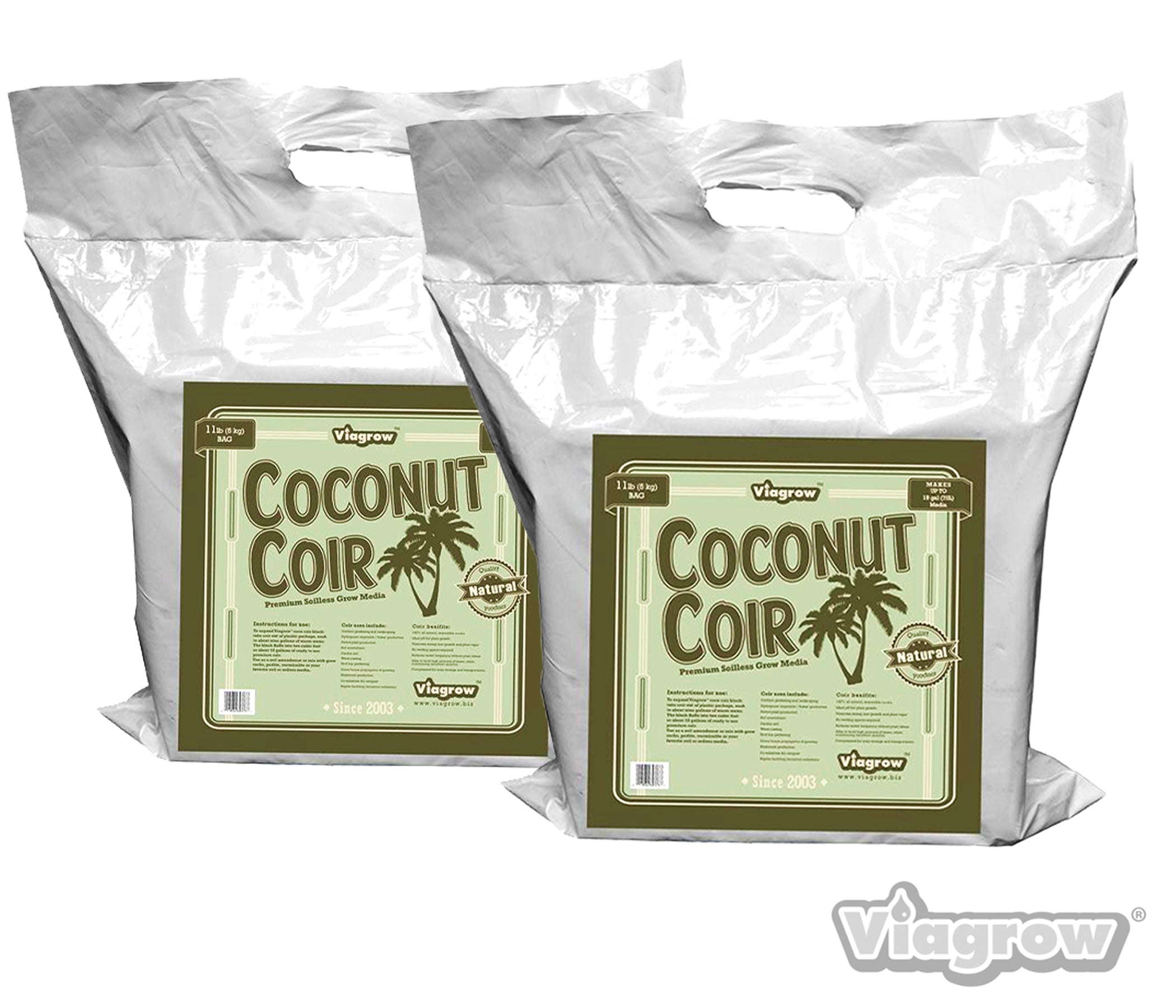 Viagrow 5 kg (11 lb.) OMRI Organic Compressed Coconut Coir Premium Grow Media (Packs)