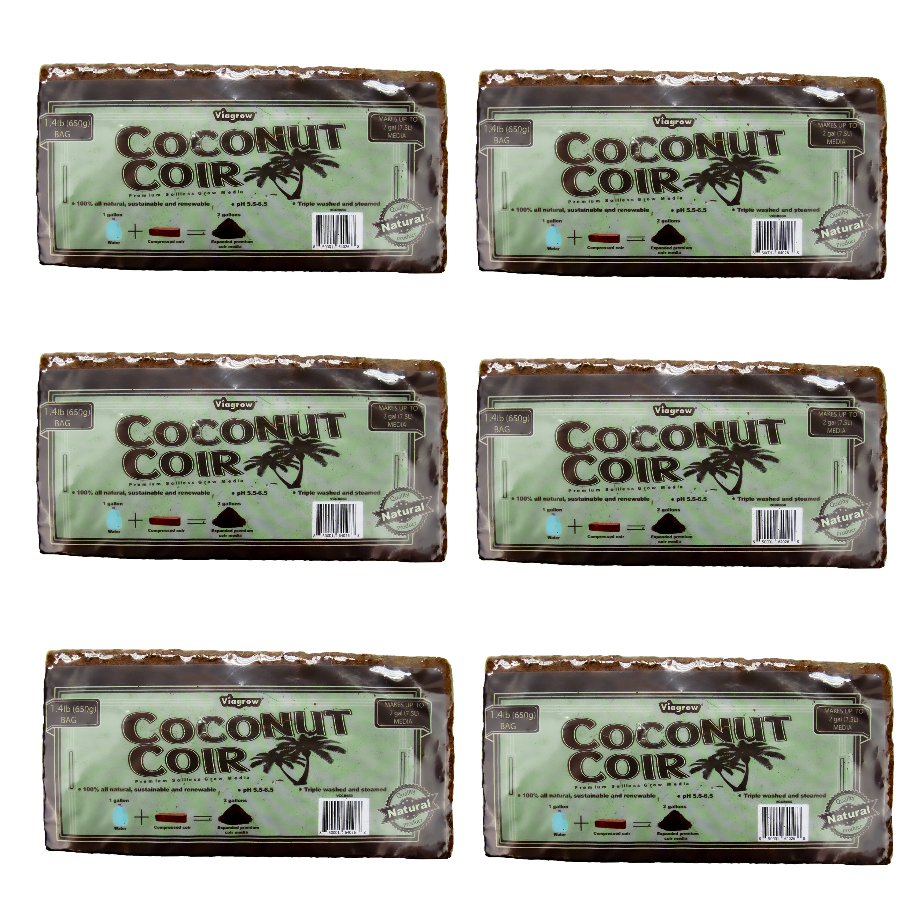 Viagrow 650 g (1.4 lb.) Compressed Coconut Coir Premium Grow Media (Packs)