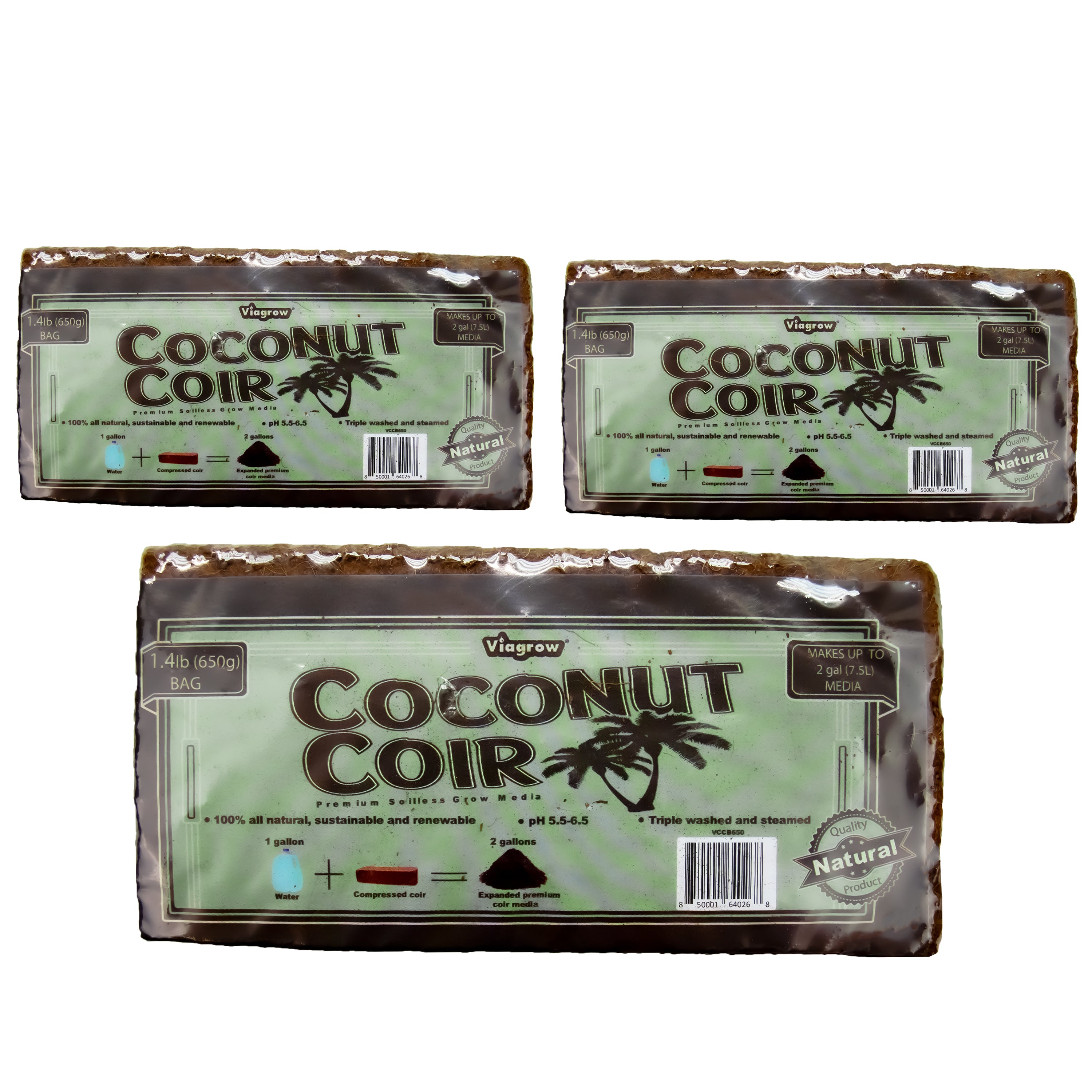 Viagrow 650 g (1.4 lb.) Compressed Coconut Coir Premium Grow Media (Packs)