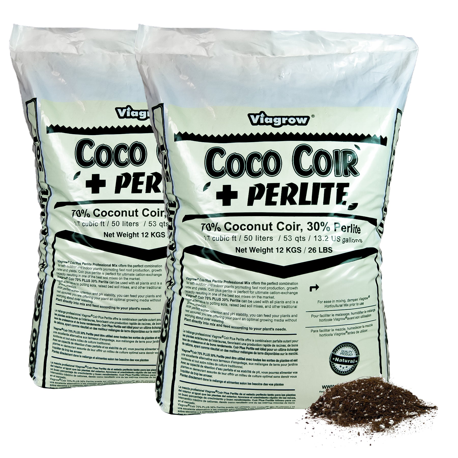 Viagrow 1.7 cu. ft. (50L) Coco Coir Plus Perlite Premium Grow Media (70% Coir and 30% Perlite) (Packs)
