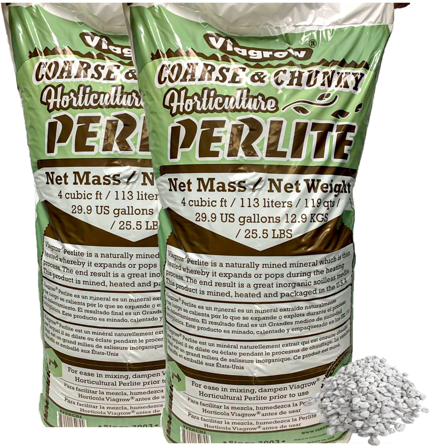 Viagrow 4 cu. ft. (113L) Perlite Coarse and Chunky Grade White Soil Amendment (Packs)
