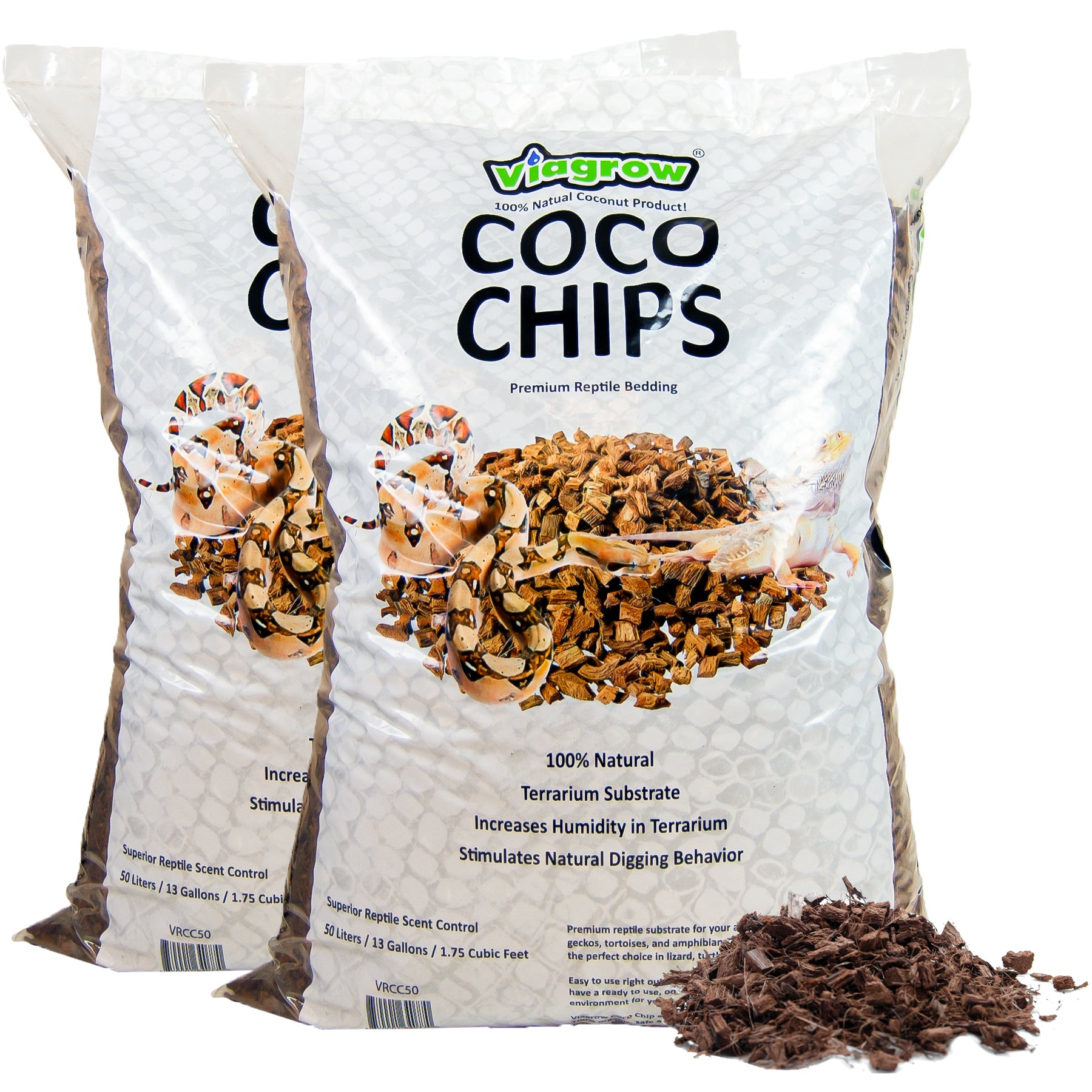 Viagrow 1.75 cu. ft. (50L) Coco Chips Premium Reptile Substrate (Packs)