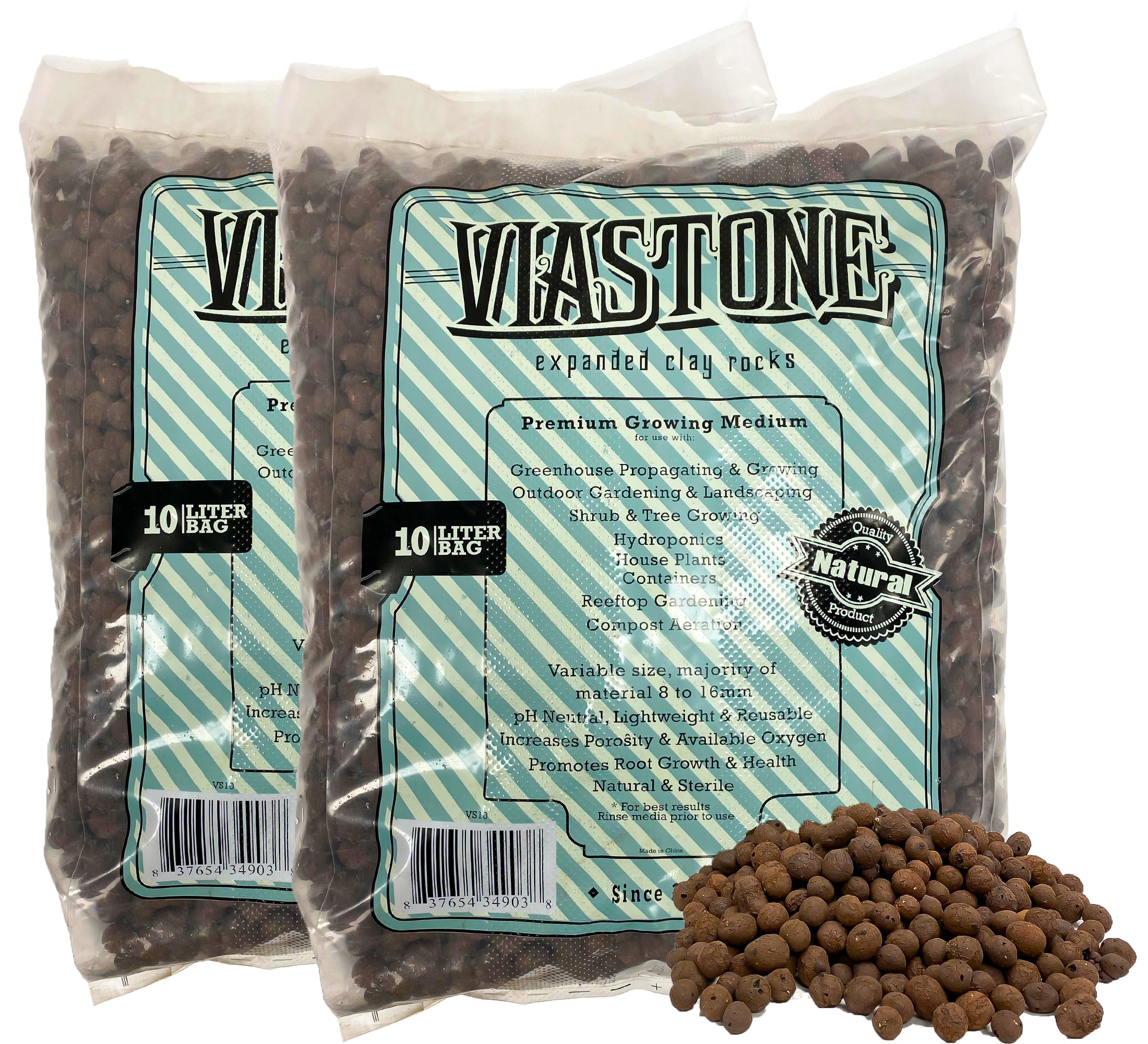 Viastone 10L Expanded Clay Pebbles Round Grow Rocks Hydroponic Growing Medium (Packs)