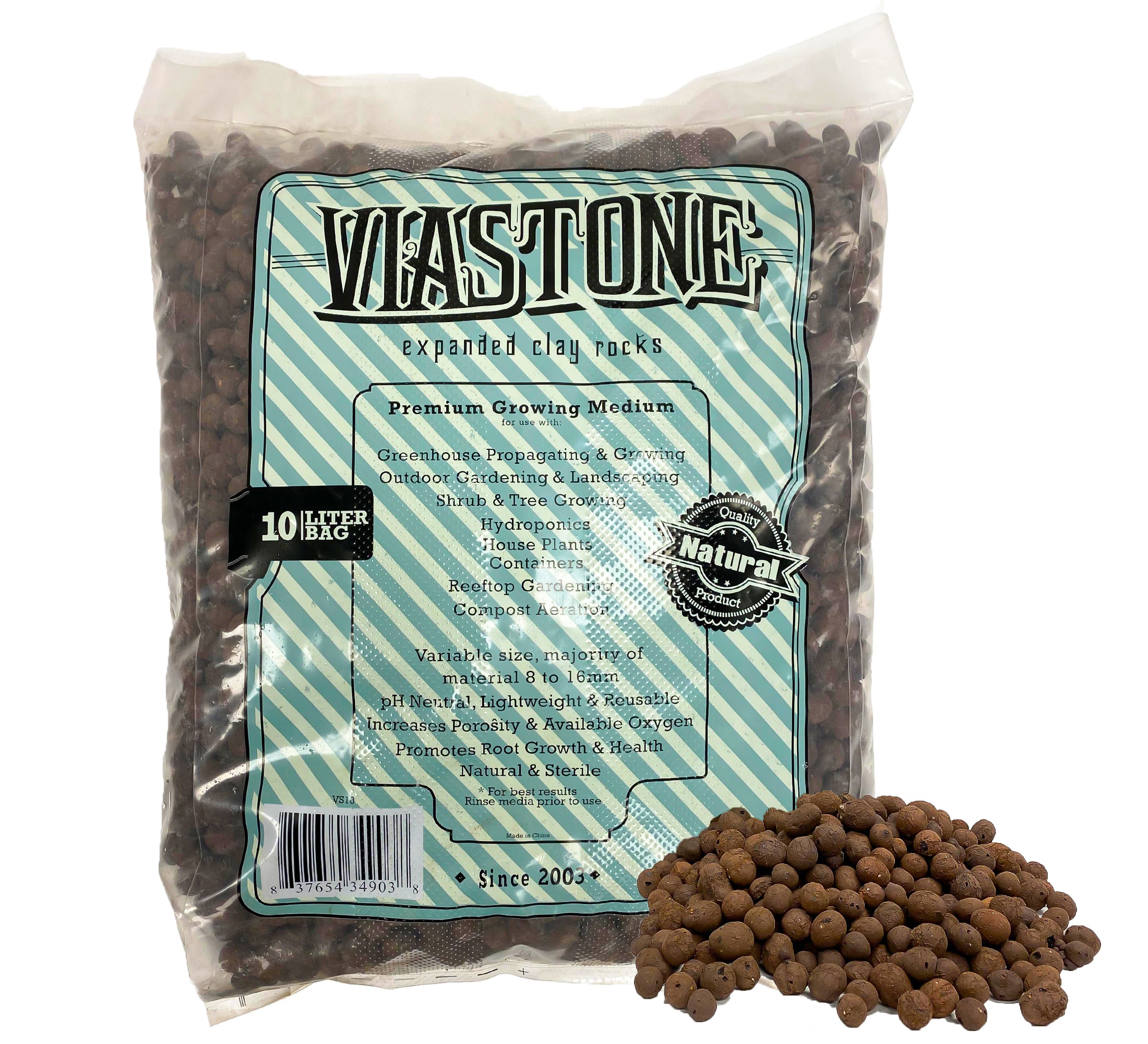 Viastone 10L Expanded Clay Pebbles Round Grow Rocks Hydroponic Growing Medium (Packs)
