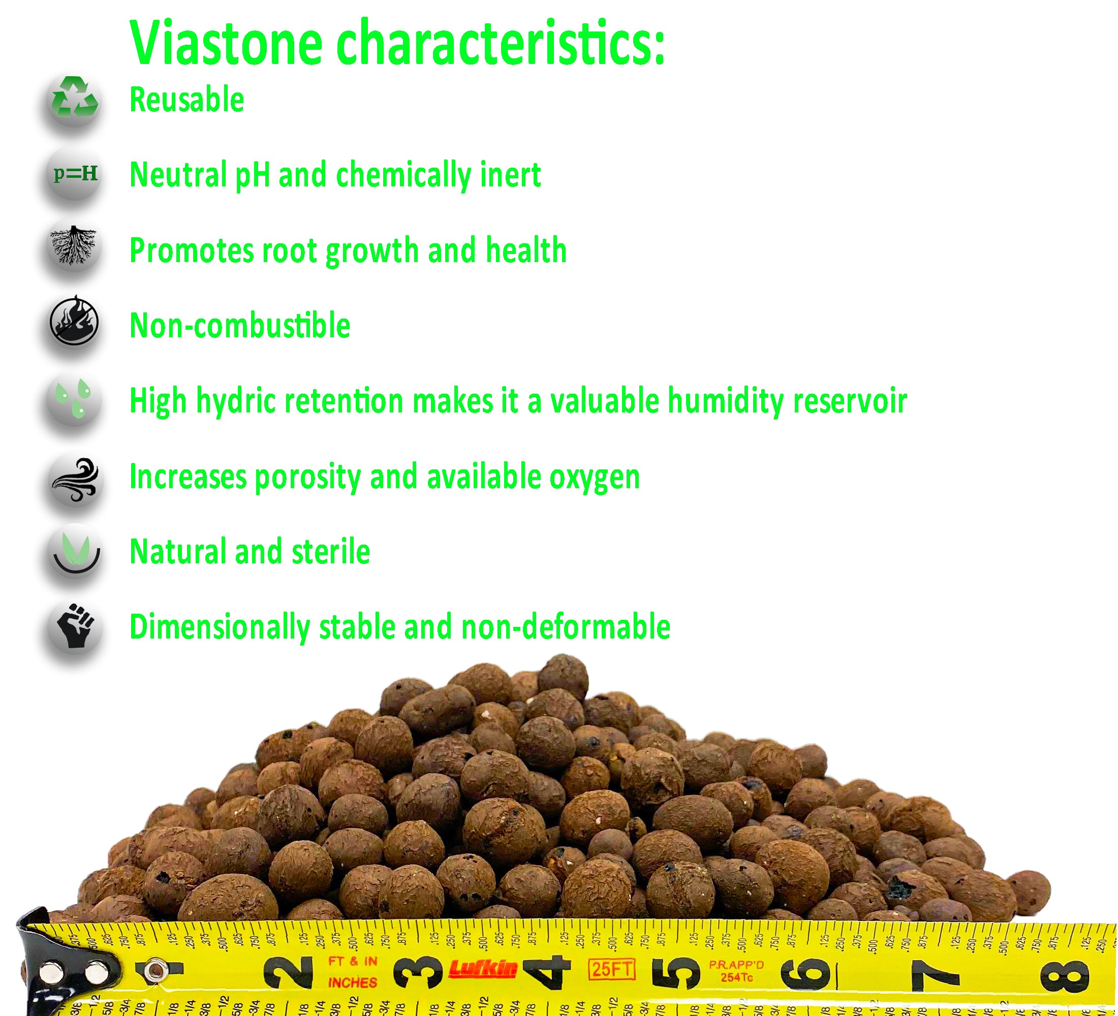 Viastone 10L Expanded Clay Pebbles Round Grow Rocks Hydroponic Growing Medium (Packs)