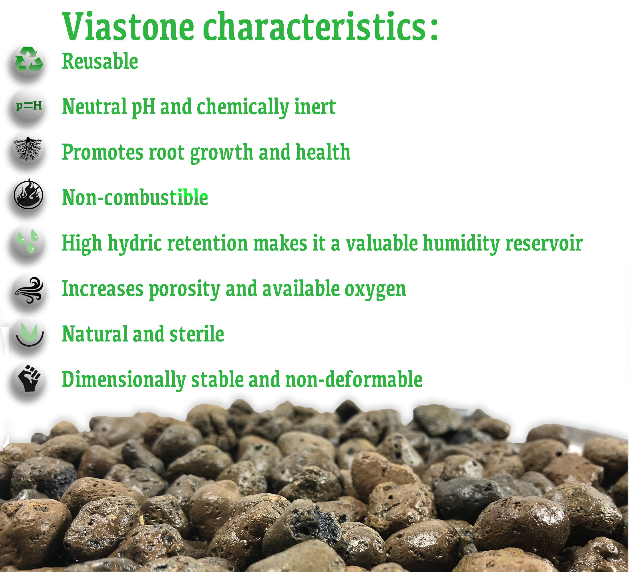 Viastone 50L Expanded Clay Pebbles Irregular Grow Rocks Hydroponic Growing Medium (Packs)