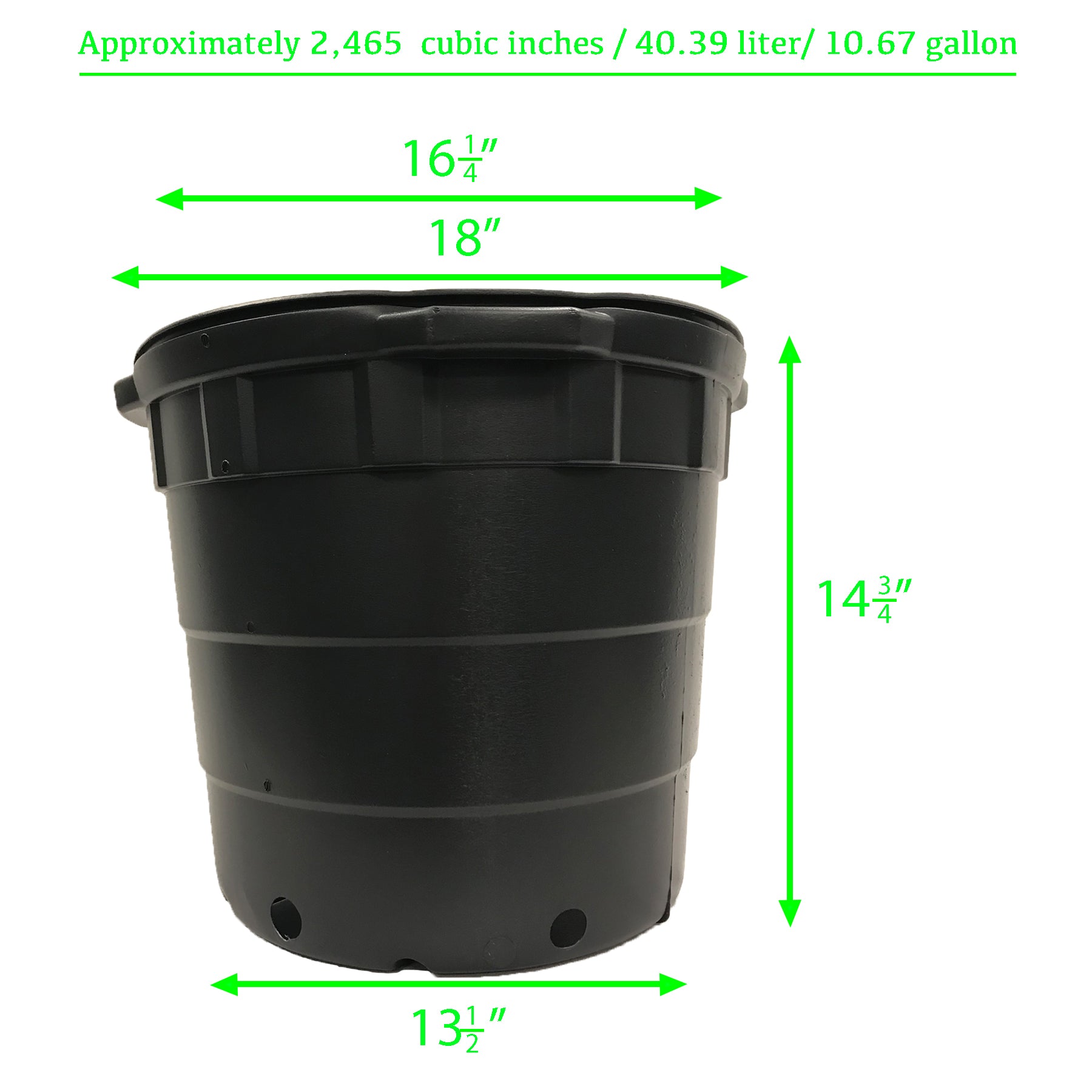 Viagrow 10 gal. Black Indoor/Outdoor Plastic Nursery Pot