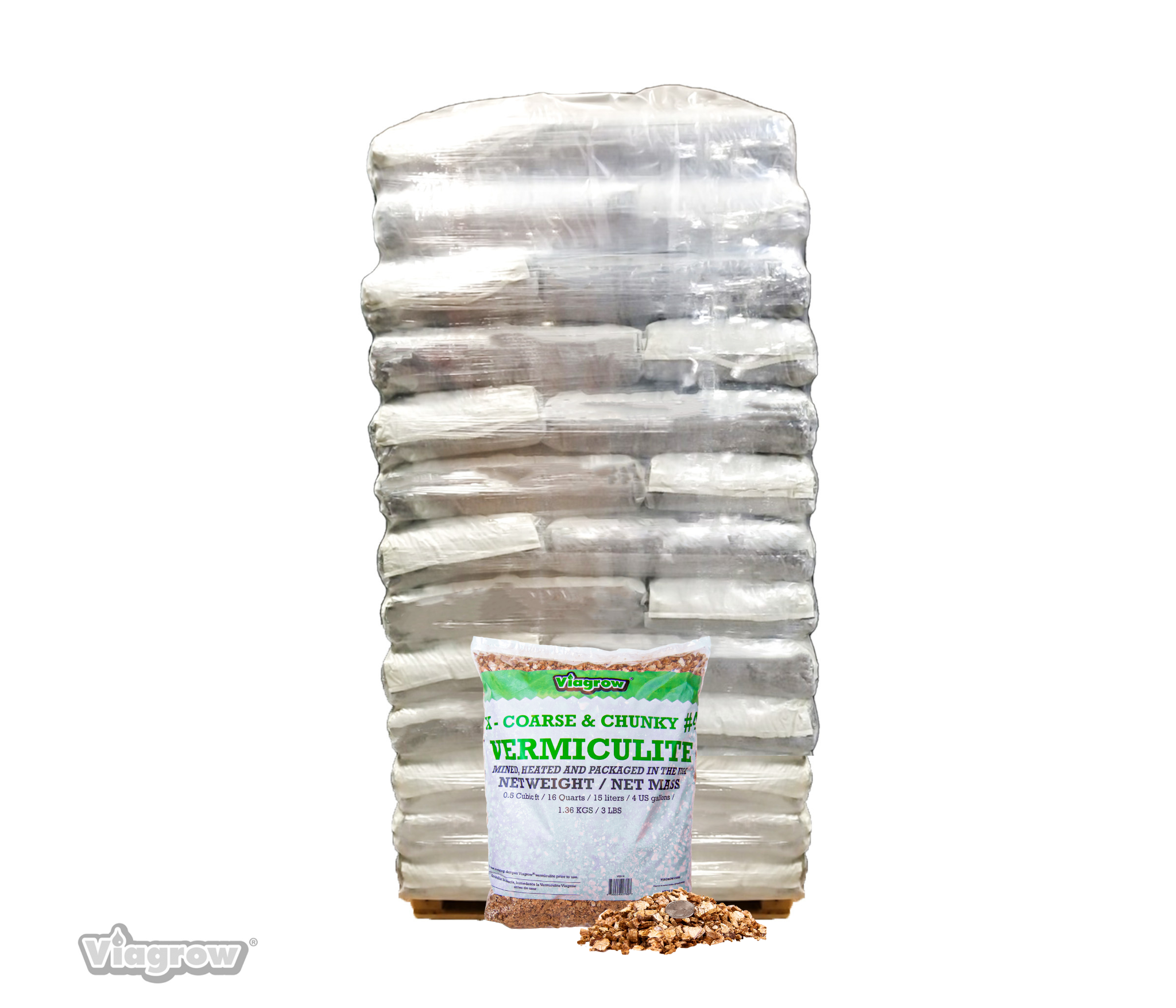 Viagrow 16 qt. (0.5 cu. ft.) Coarse and Chunky Grade Vermiculite Soil Amendment 150-Pallet
