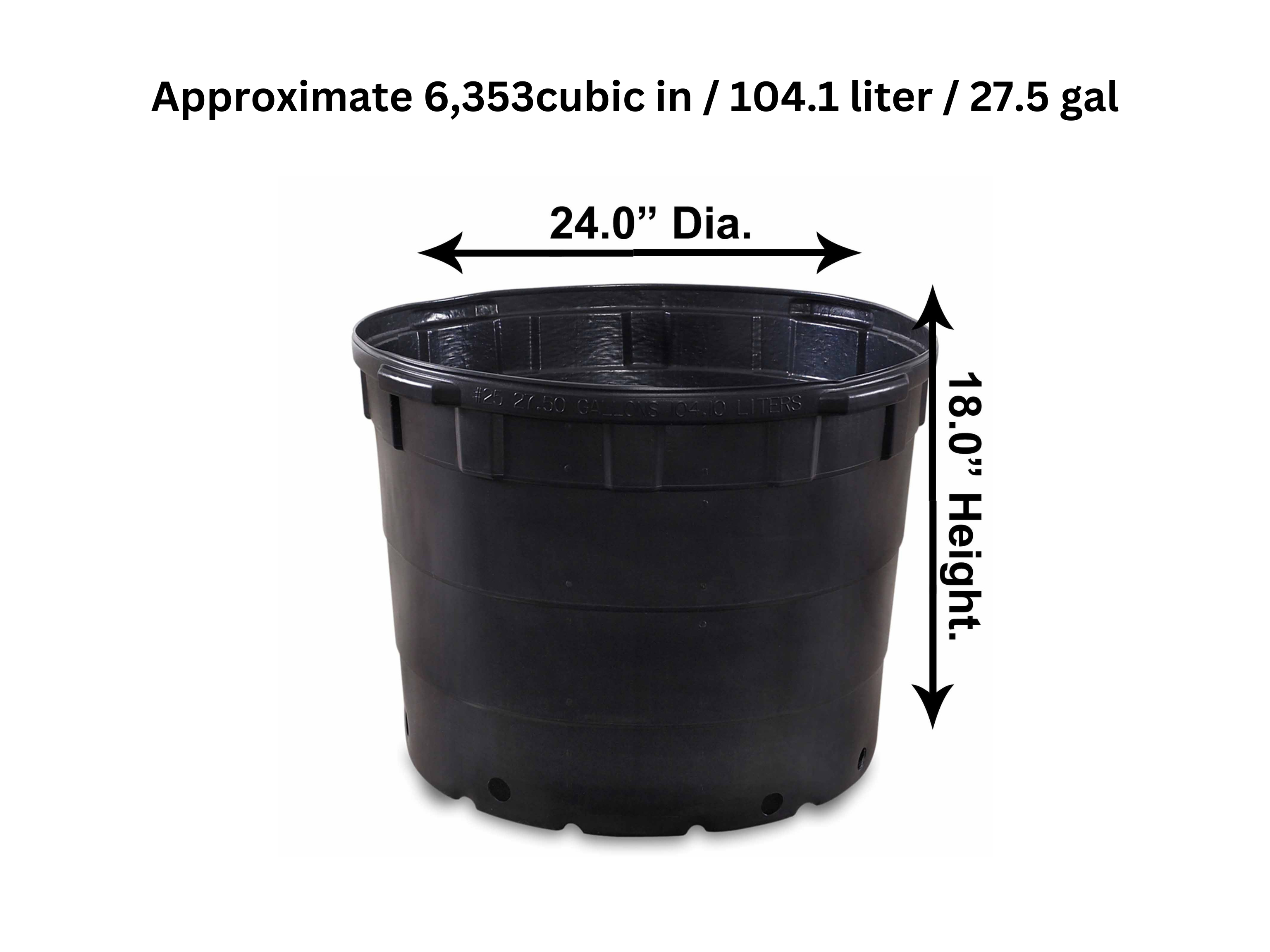 Viagrow 25 gal. 24 in. L x 18 in. W Black Indoor/Outdoor Plastic Nursery Pot 300-Pallet