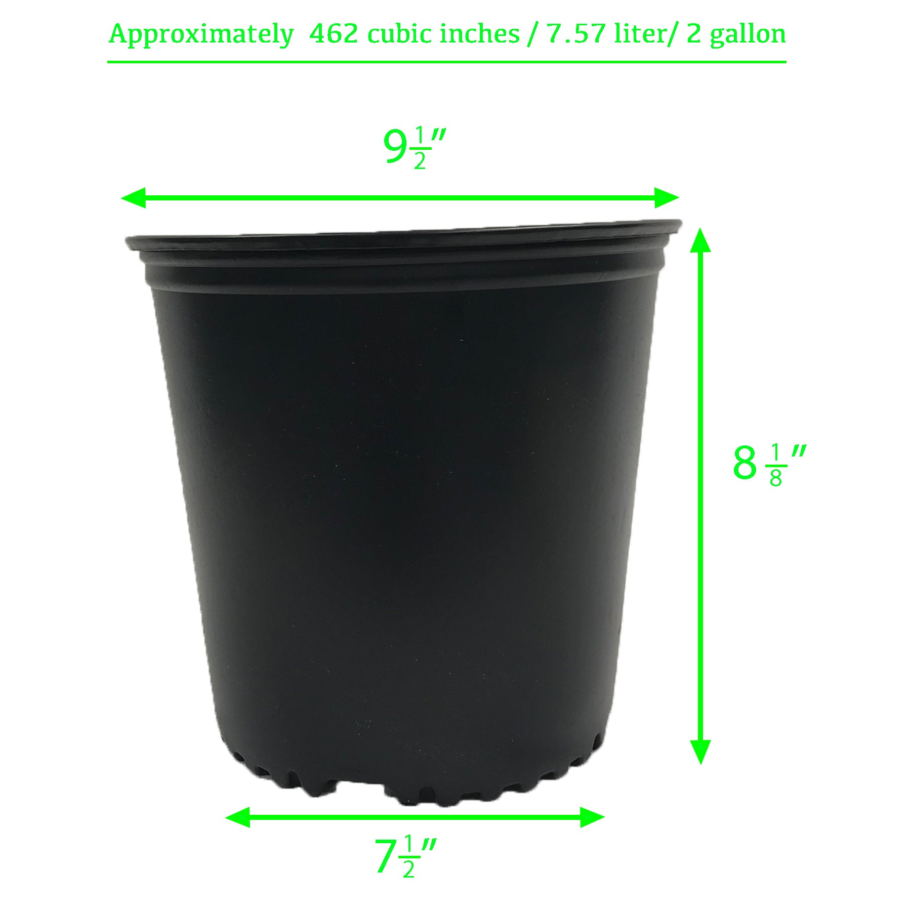 Viagrow 2 gal. 9.5 in. L x 7.5 in. W x 8.125 in. H Black Indoor/Outdoor Plastic Nursery Pot