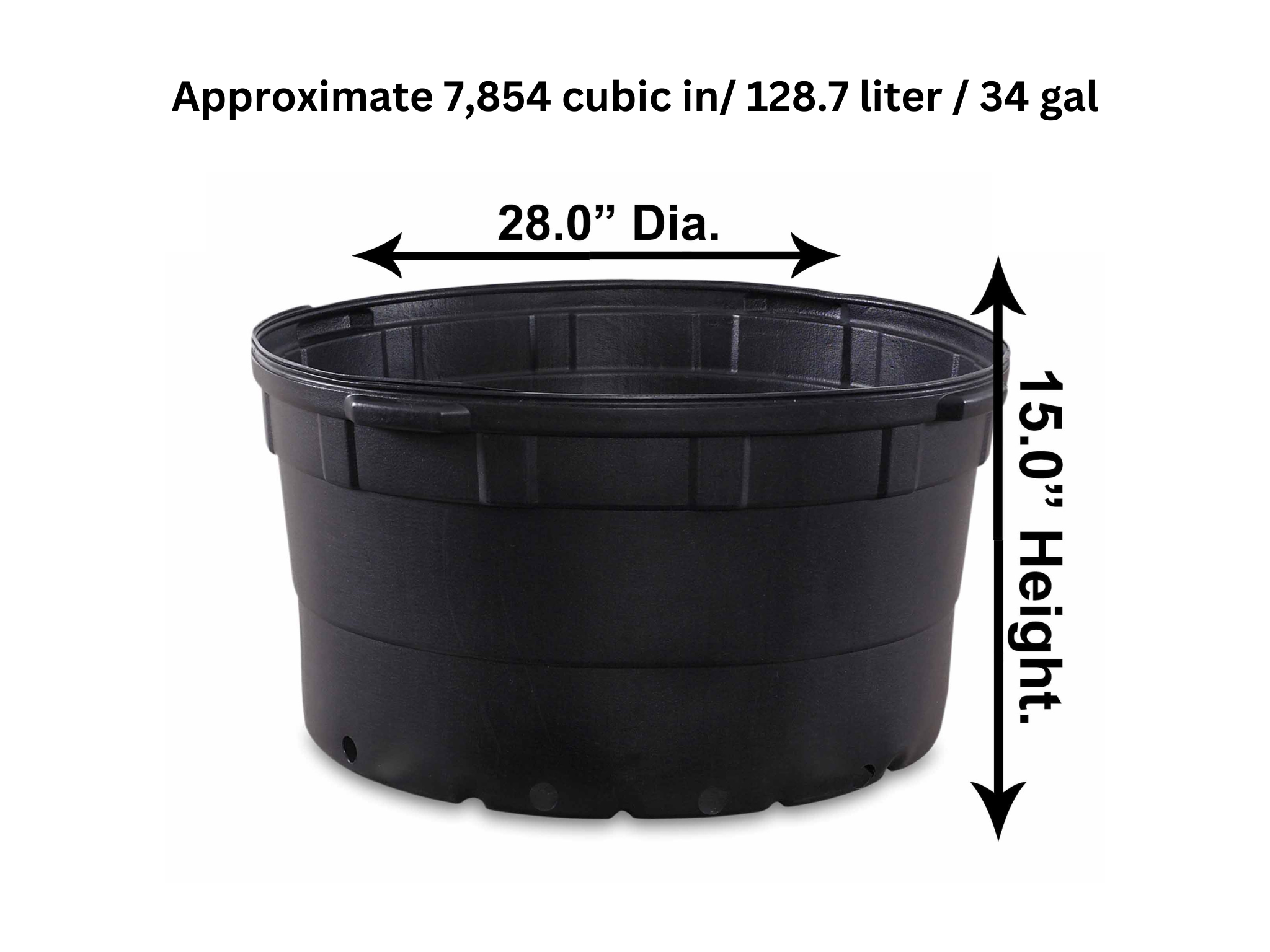 Viagrow 35 gal. 28 in. L x 28 in. W x 15 in. H Black Indoor/Outdoor Plastic Nursery Pot