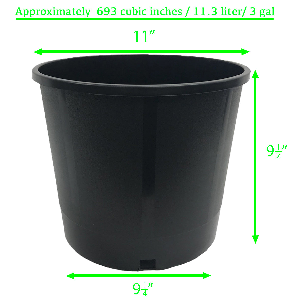 Viagrow 3 gal. 11 in. L x 9.25 in. W x 9.50 in. H Black Indoor/Outdoor Heavy Duty Pot