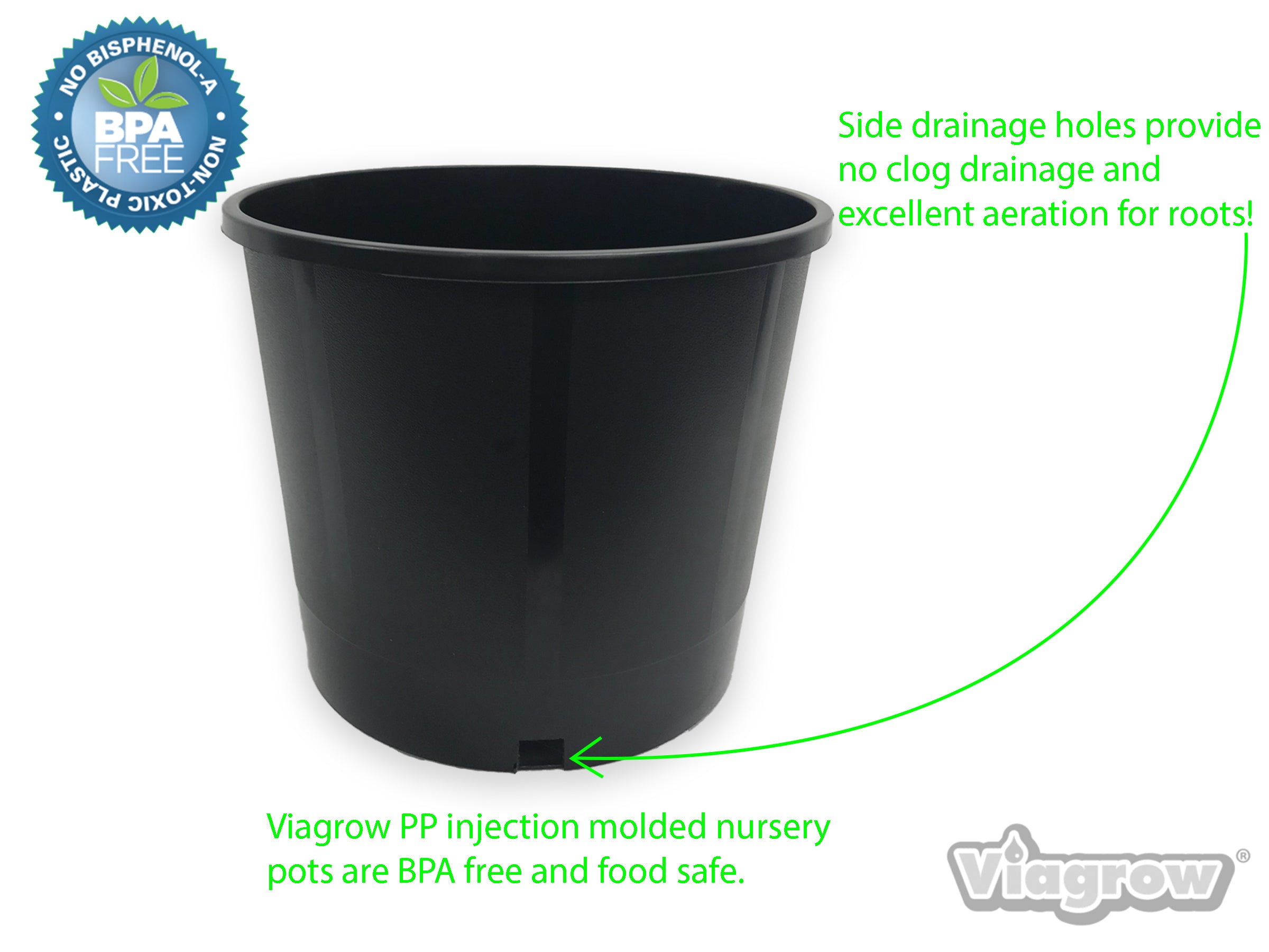 Viagrow 3 gal. 11 in. L x 9.25 in. W x 9.50 in. H Black Indoor/Outdoor Heavy Duty Pot