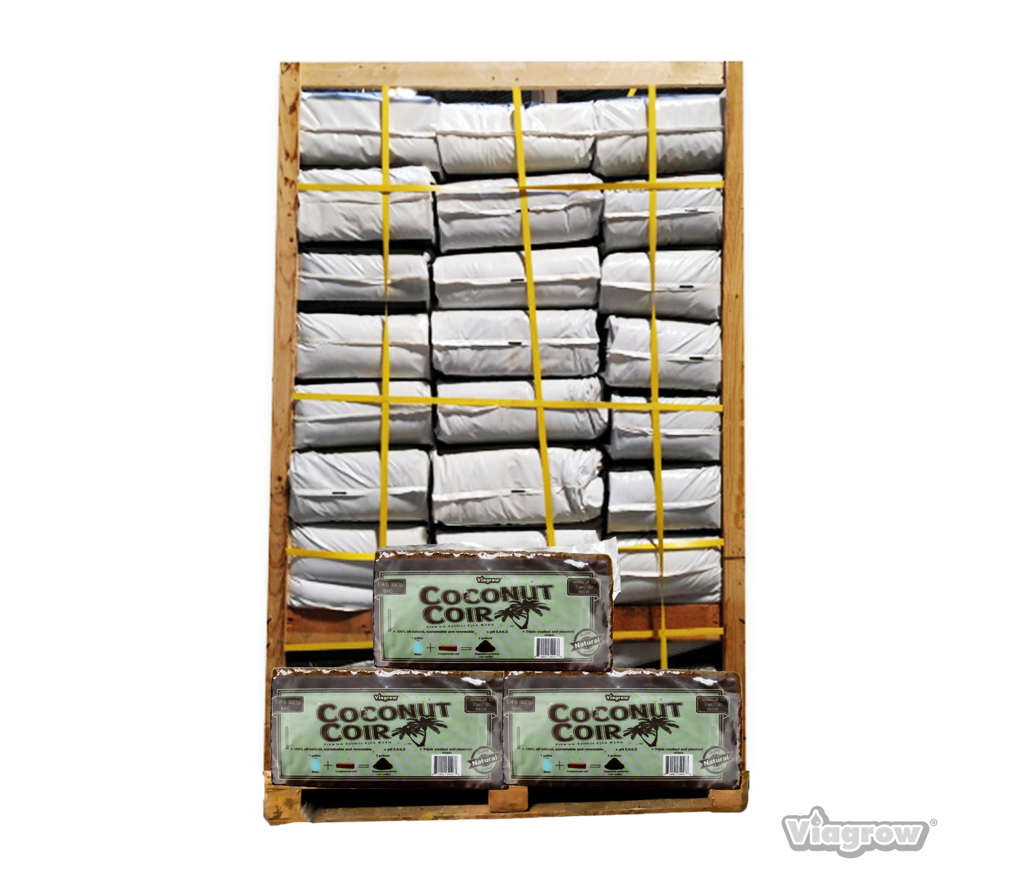 Viagrow 650 g (1.4 lb.) Compressed Coconut Coir Premium Grow Media 90-Pallet