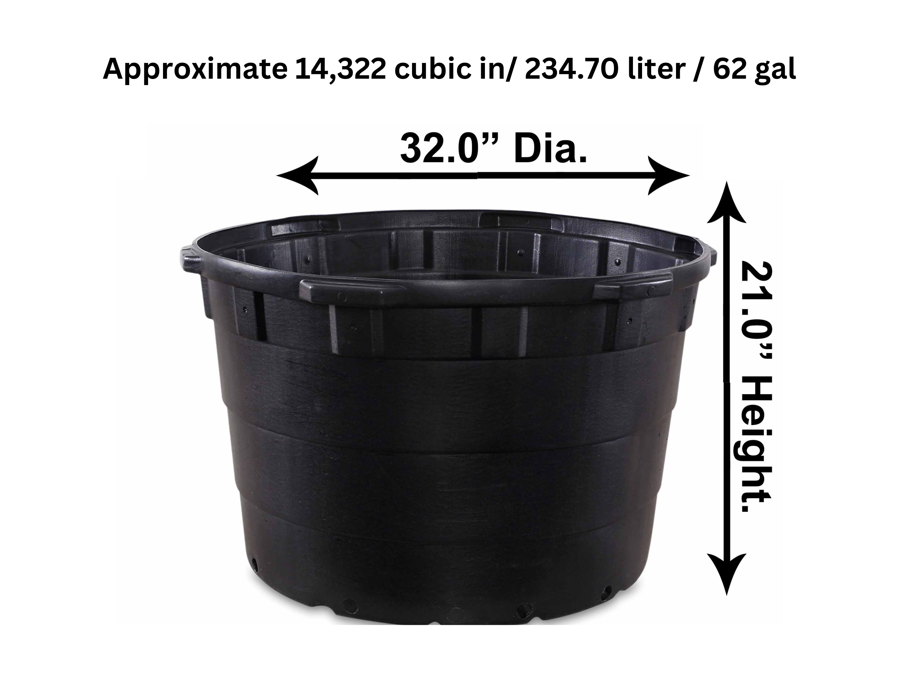 Viagrow 65 gal. 32 in. L x 21 in. W Black Indoor/Outdoor Plastic Nursery Pot