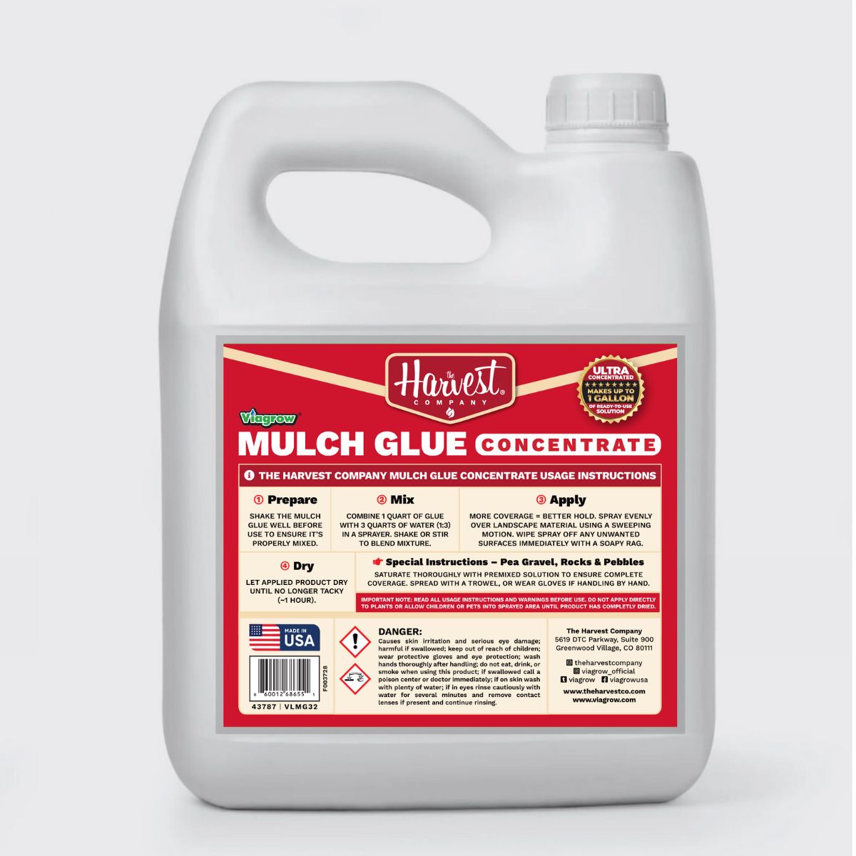 Harvest Mulch Glue Concentrate container on a white background