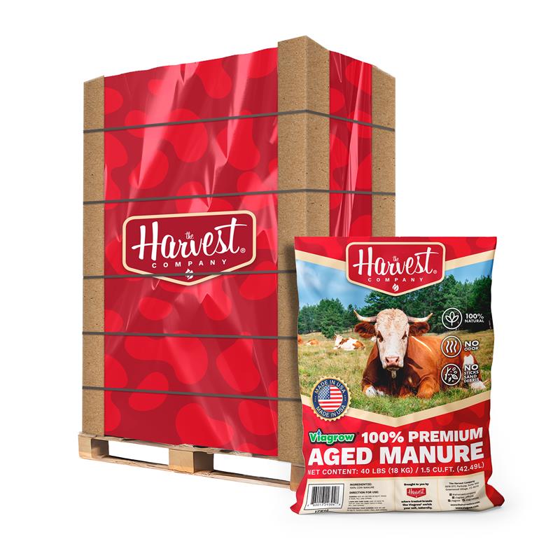 Viagrow 40 lb. 1.5 cu. ft. Organic Cow Manure Soil Amendment Premium Aged Compost (60-Bag Pallet) / A Product of The Harvest Company