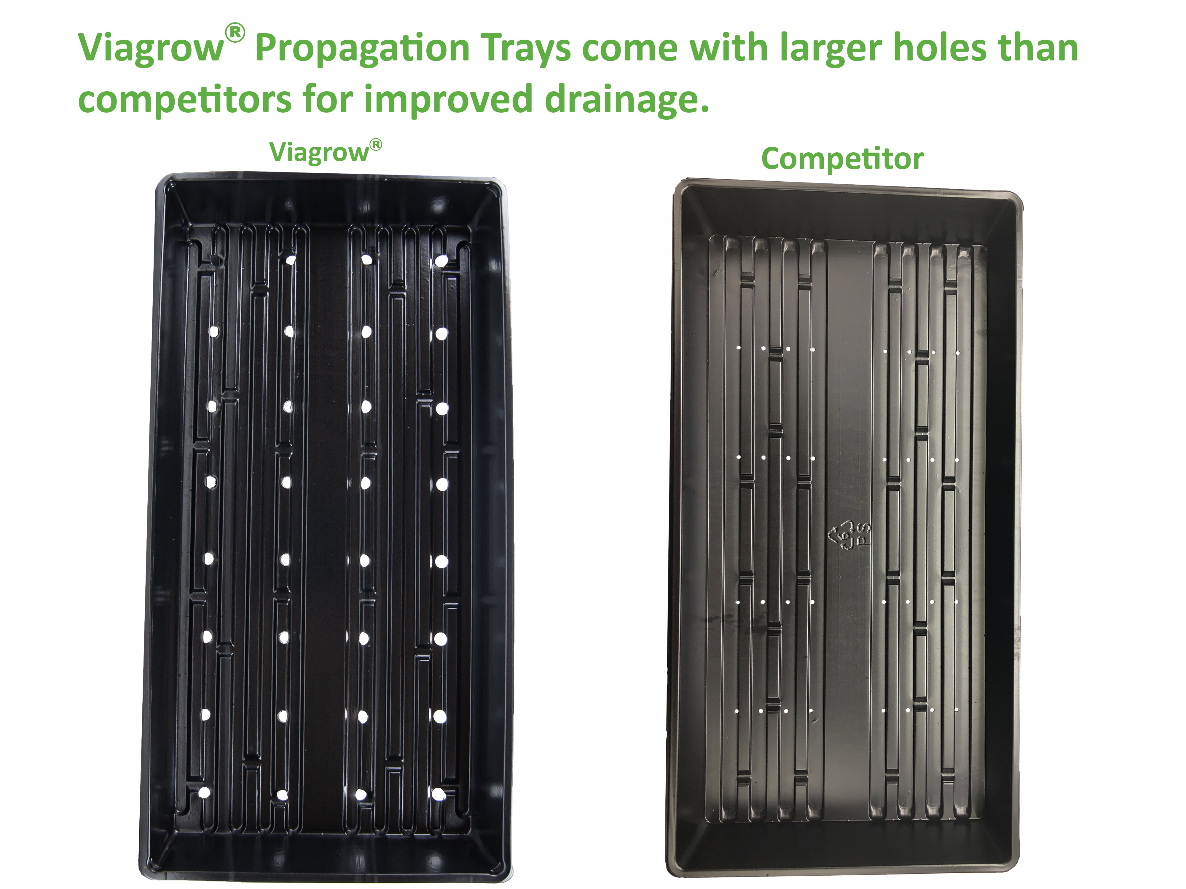 Viagrow 10 in. x 20 in. Black Plastic Seedling Tray Plant Support Planter Accessory with Holes (Case)