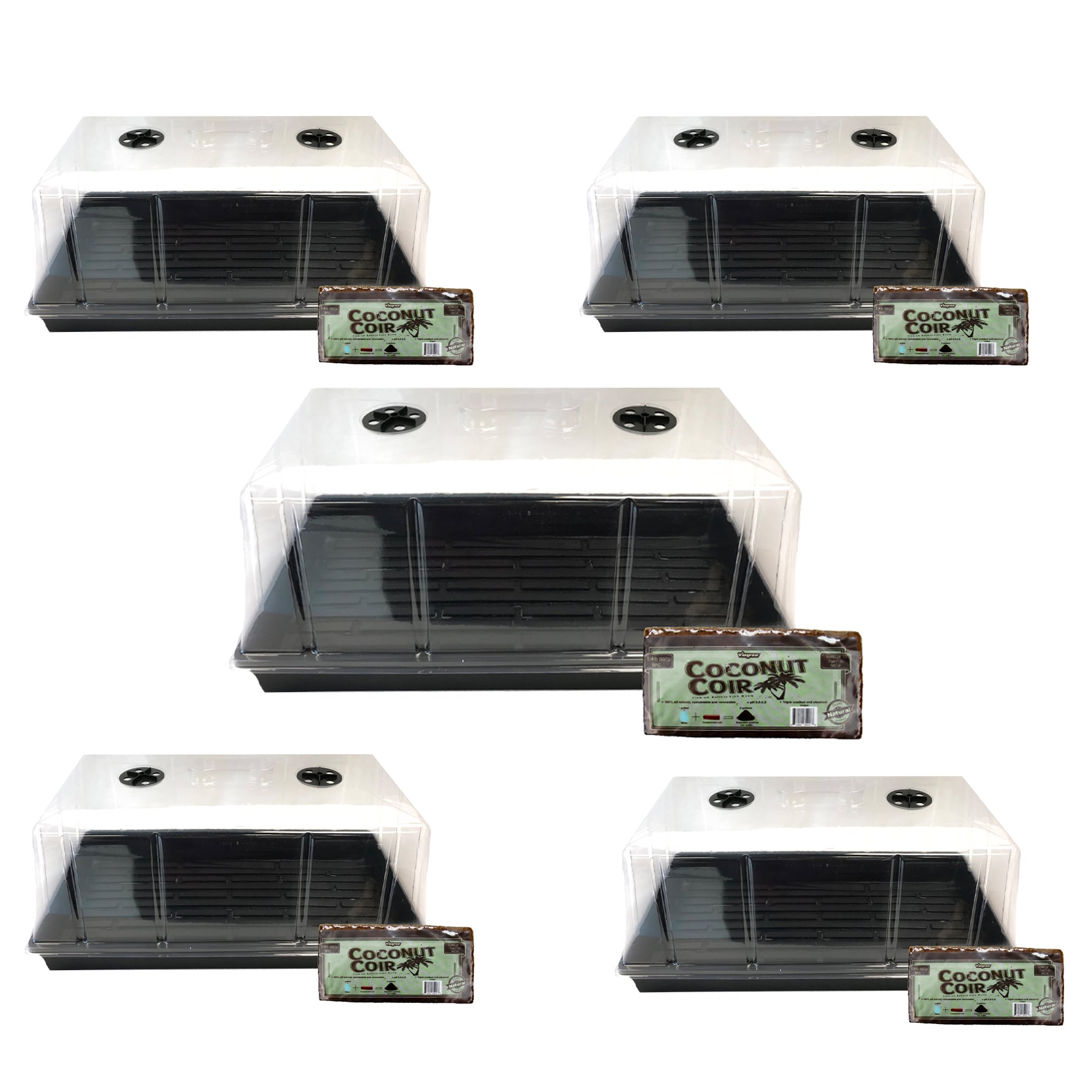 Viagrow Extra-Strength 10 in. x 20 in. Propagation Kit with 7 in. Tall Dome, Heavy-Duty Tray, and Premium Coco Coir Seedling Media (Packs)
