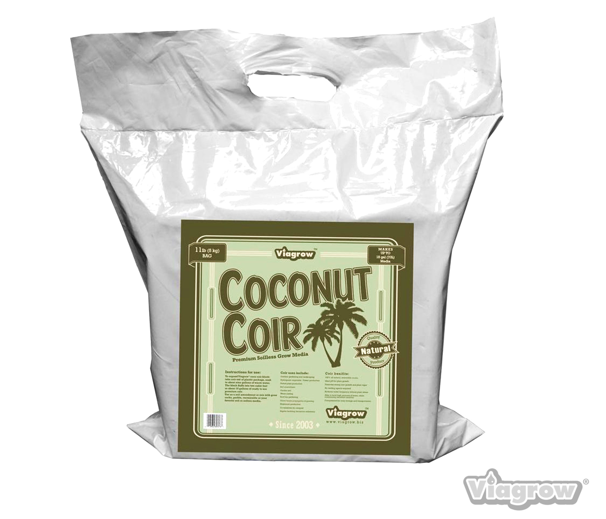 Viagrow 5 kg (11 lb.) OMRI Organic Compressed Coconut Coir Premium Grow Media 220-Pallet