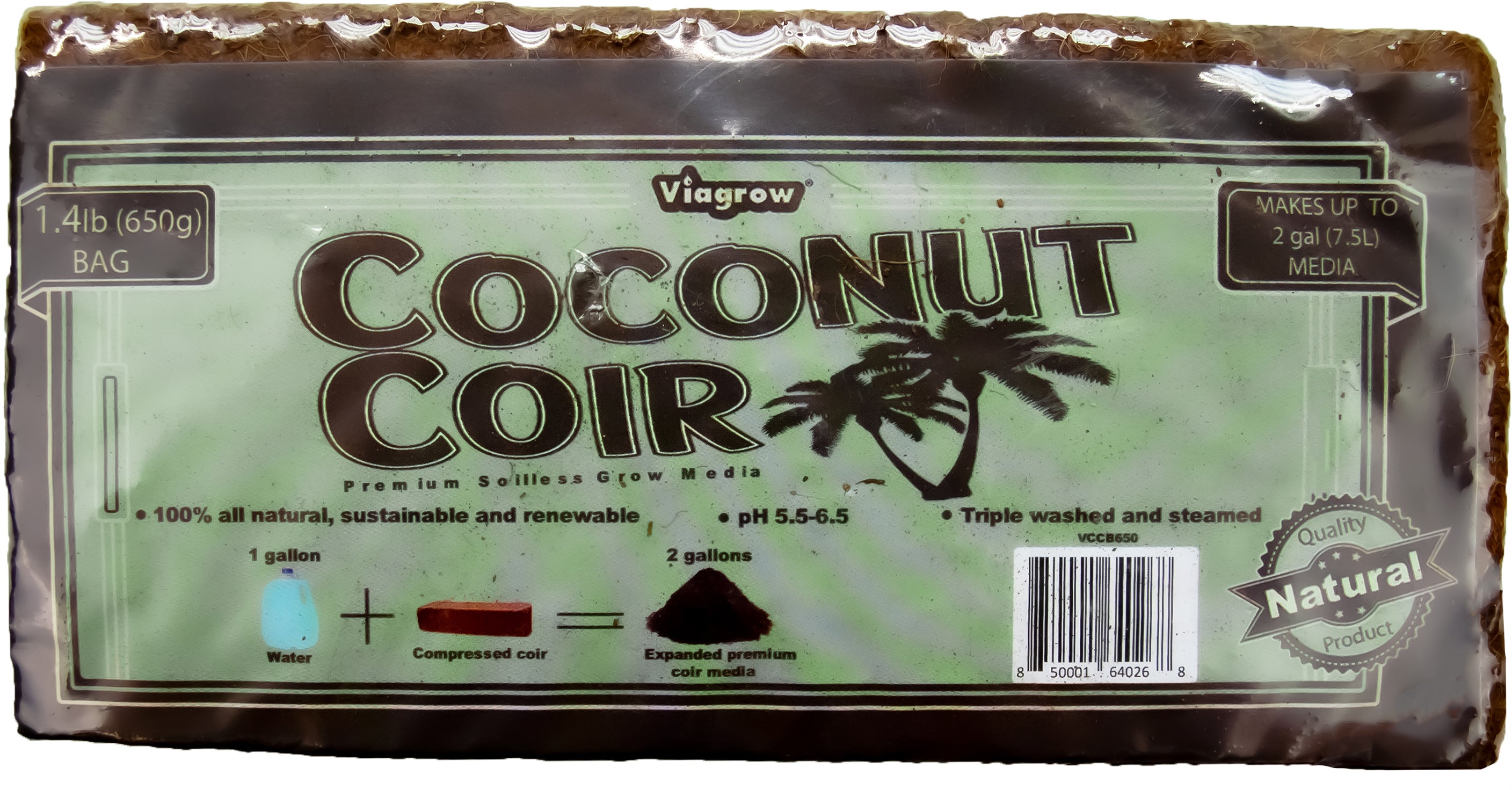Viagrow 650 g (1.4 lb.) Compressed Coconut Coir Premium Grow Media (Packs)