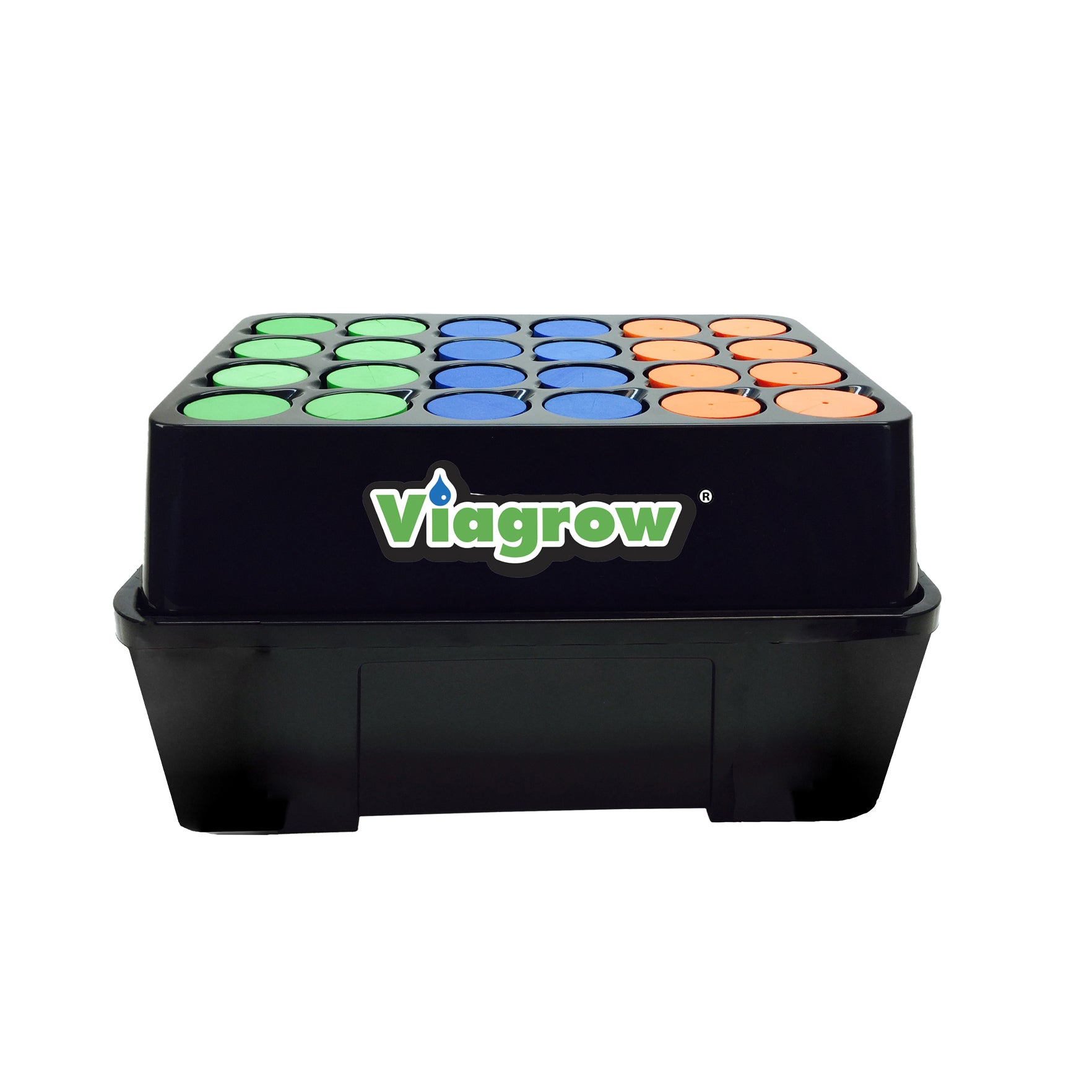 Viagrow Clone Machine 24-Site Black Plastic Round Indoor/Outdoor Aeroponic Hydroponic System with Lid and Collar Inserts 5-Case