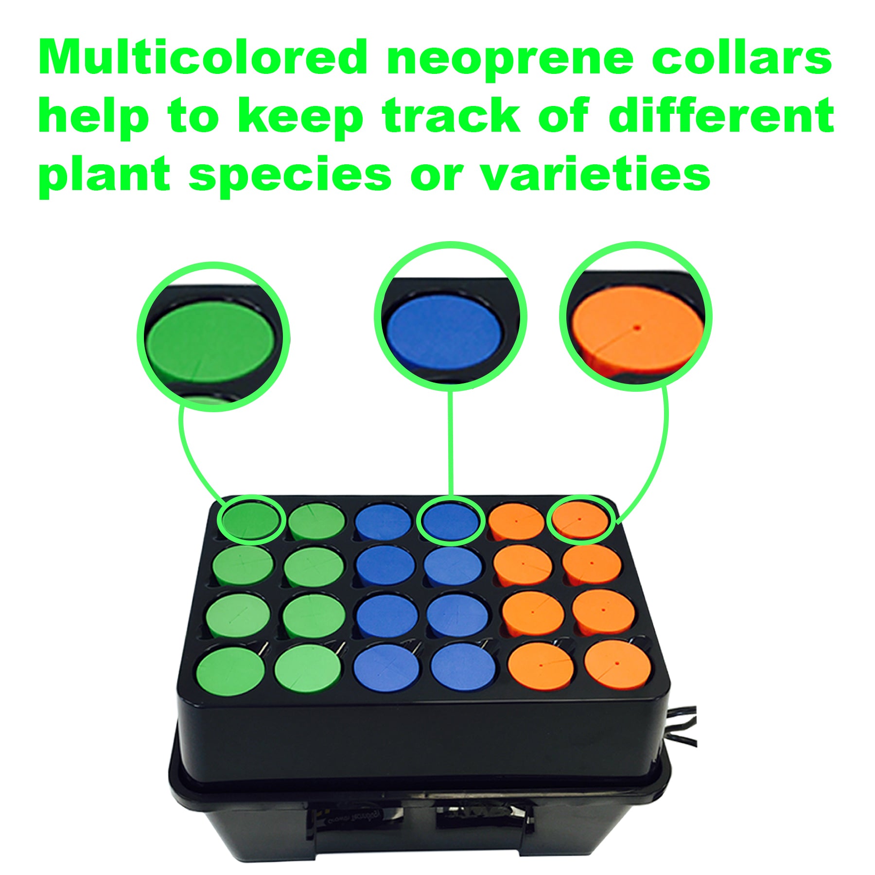 Viagrow Clone Machine 24-Site Black Plastic Round Indoor/Outdoor Aeroponic Hydroponic System with Lid and Collar Inserts