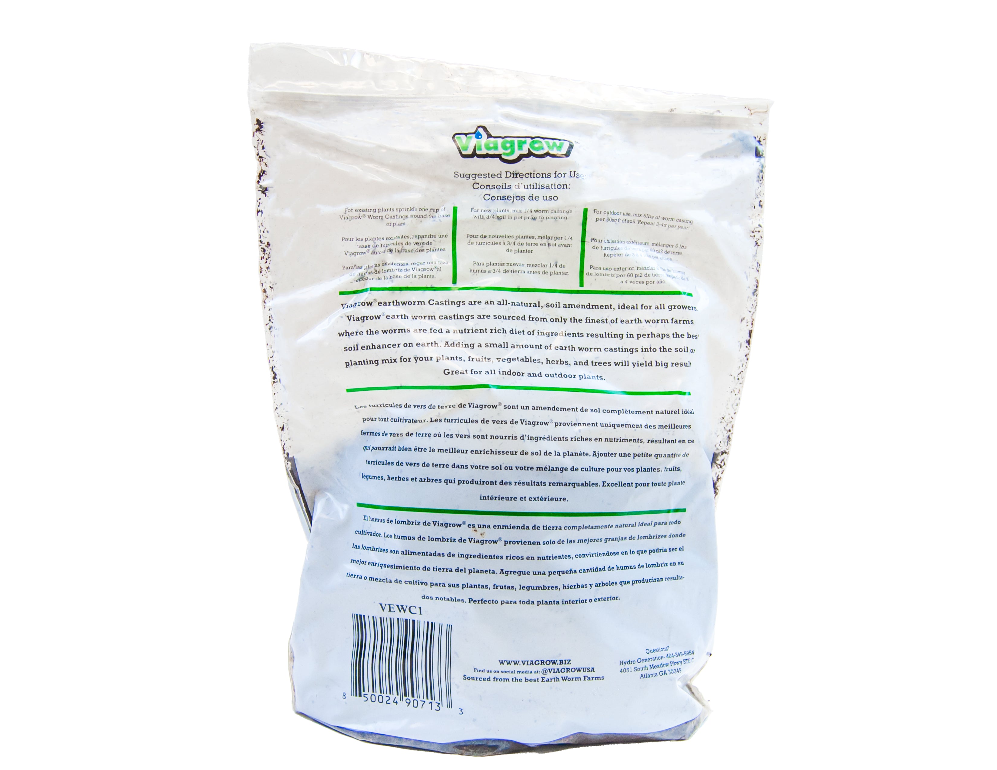 Viagrow 1 lb. Organic Premium Earthworm Castings Natural Soil Builder and Soil Amendment 15-Case