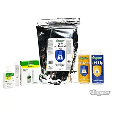 Viagrow pH Control Kit 8 oz. Organic Nutrient Solution Adjuster Concentrate Plant pH Up and Down with Testing Kit 25-Case