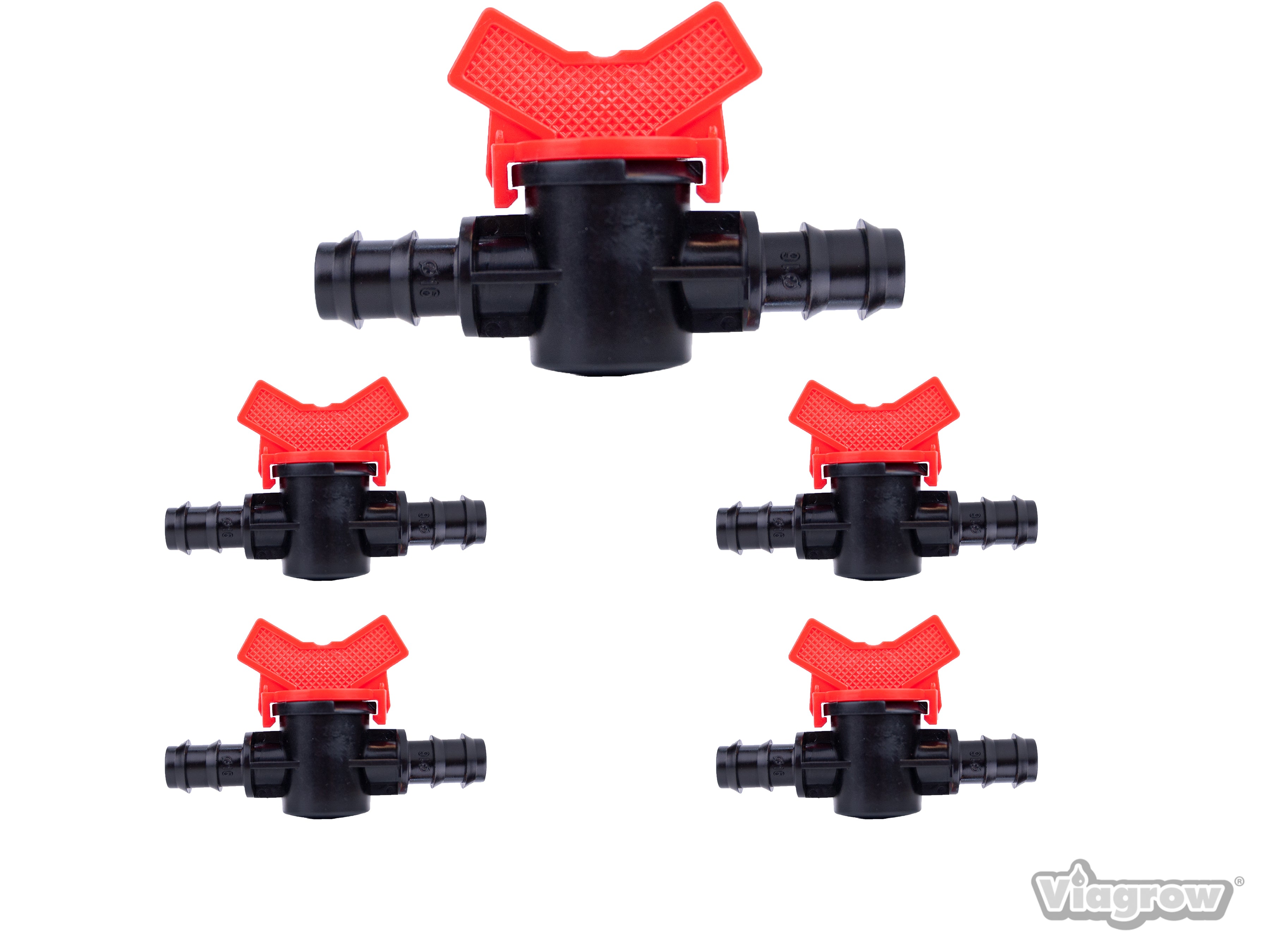 Viagrow 1/2 in. Barbed Shut-Off Valve Connector – Black Irrigation Fitting (5-Pieces)