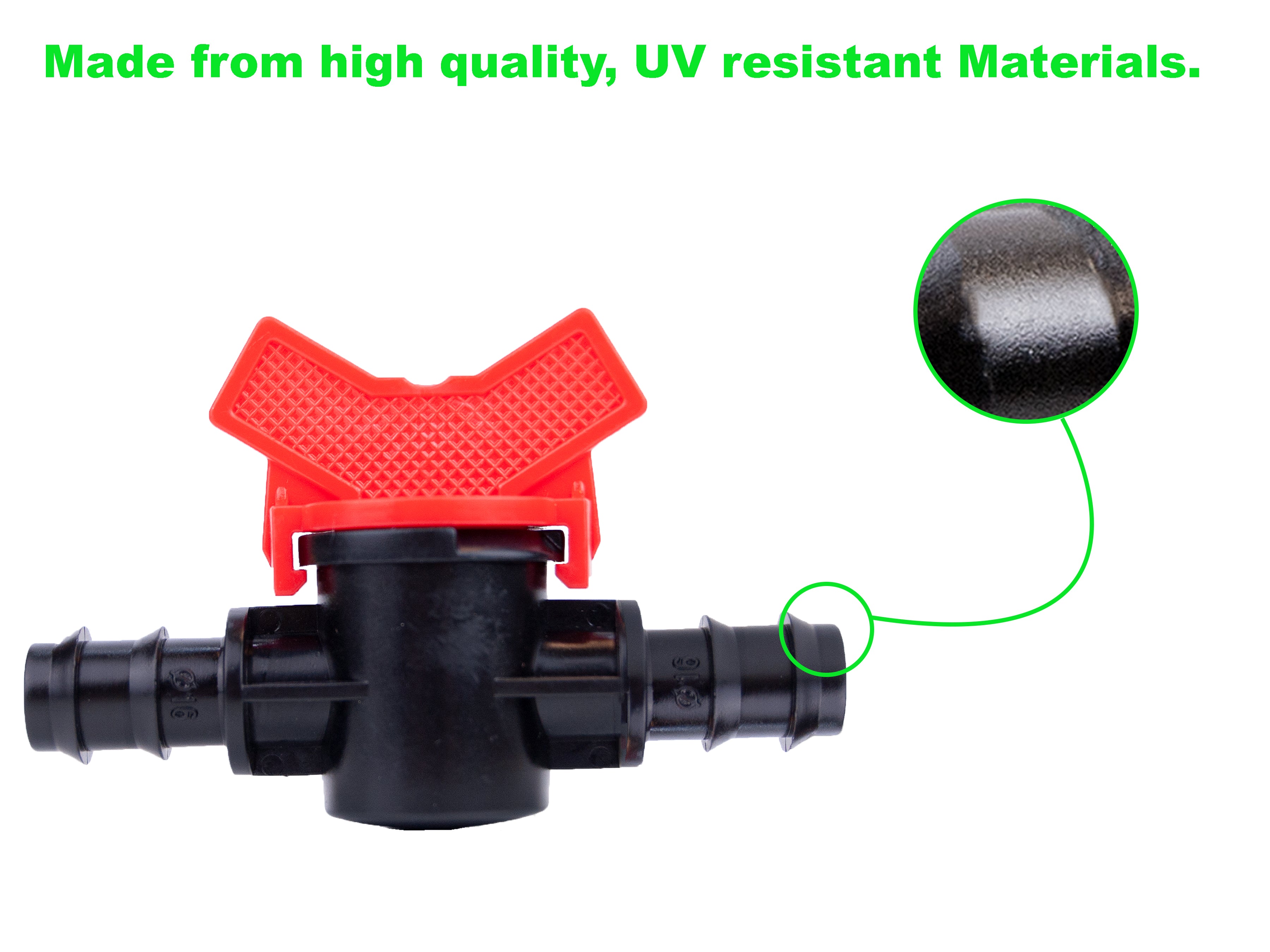 Viagrow 1/2 in. Barbed Shut-Off Valve Connector – Black Irrigation Fitting (5-Pieces) 6-Case