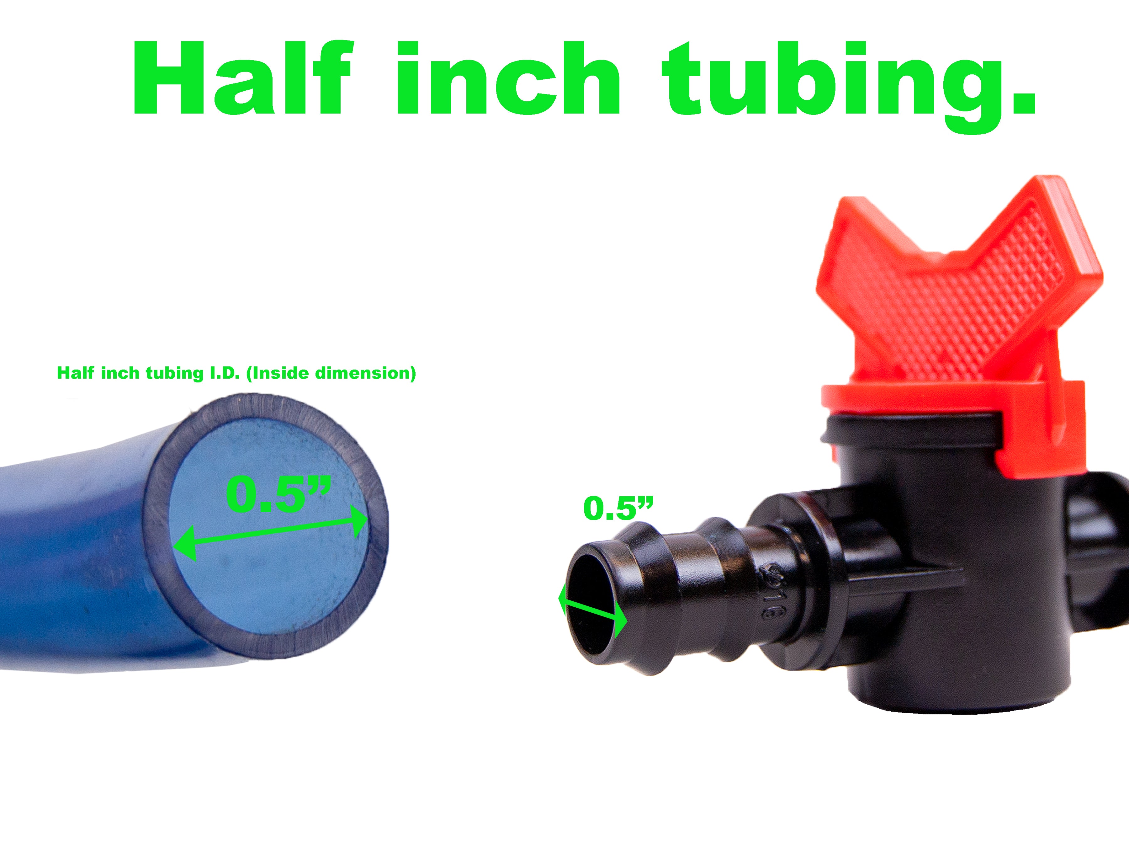 Viagrow 1/2 in. Barbed Shut-Off Valve Connector – Black Irrigation Fitting (5-Pieces)