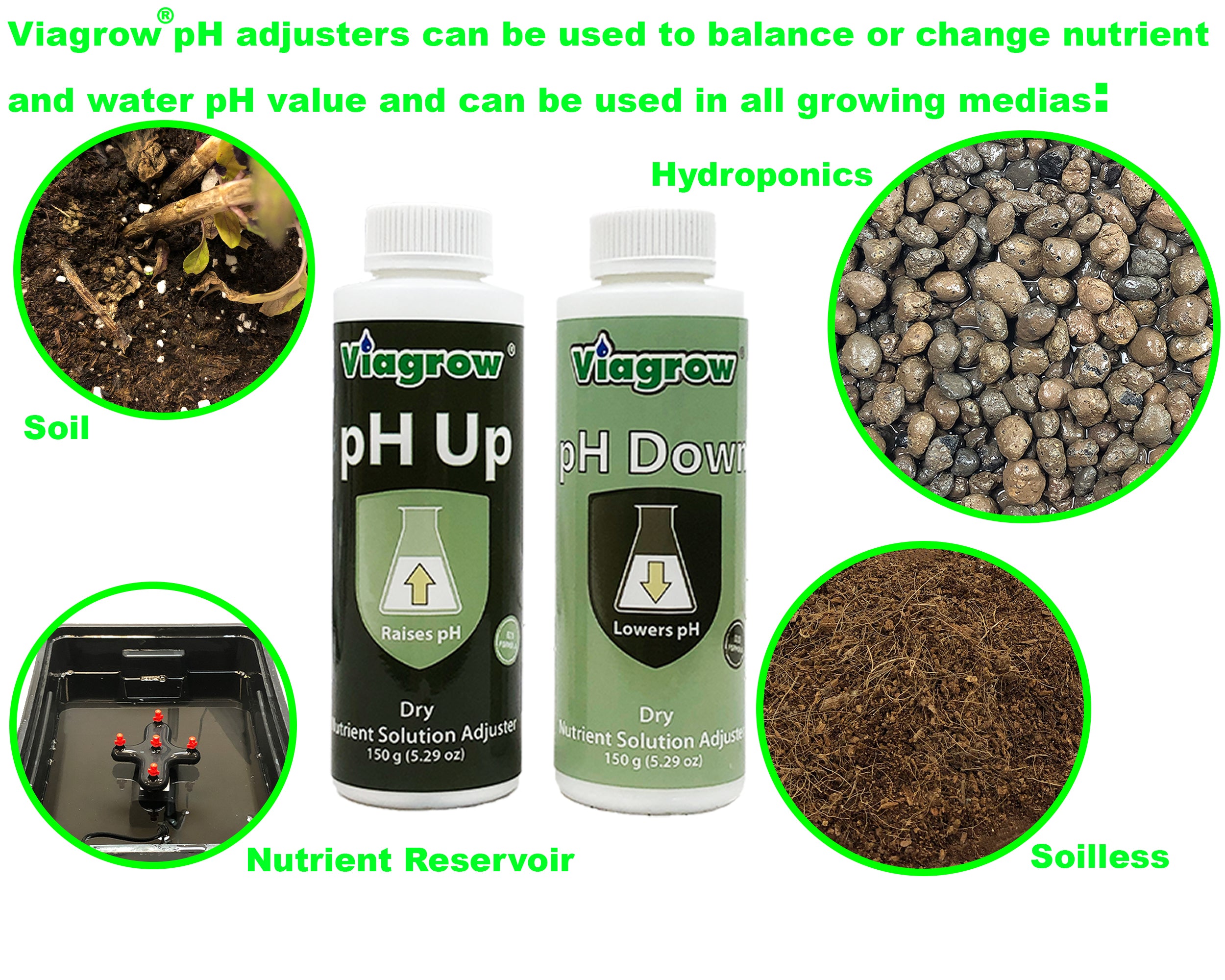Viagrow pH Control Kit 1.4 oz. Organic Nutrient Solution Crystal Concentrate Application Type Tester and Adjuster