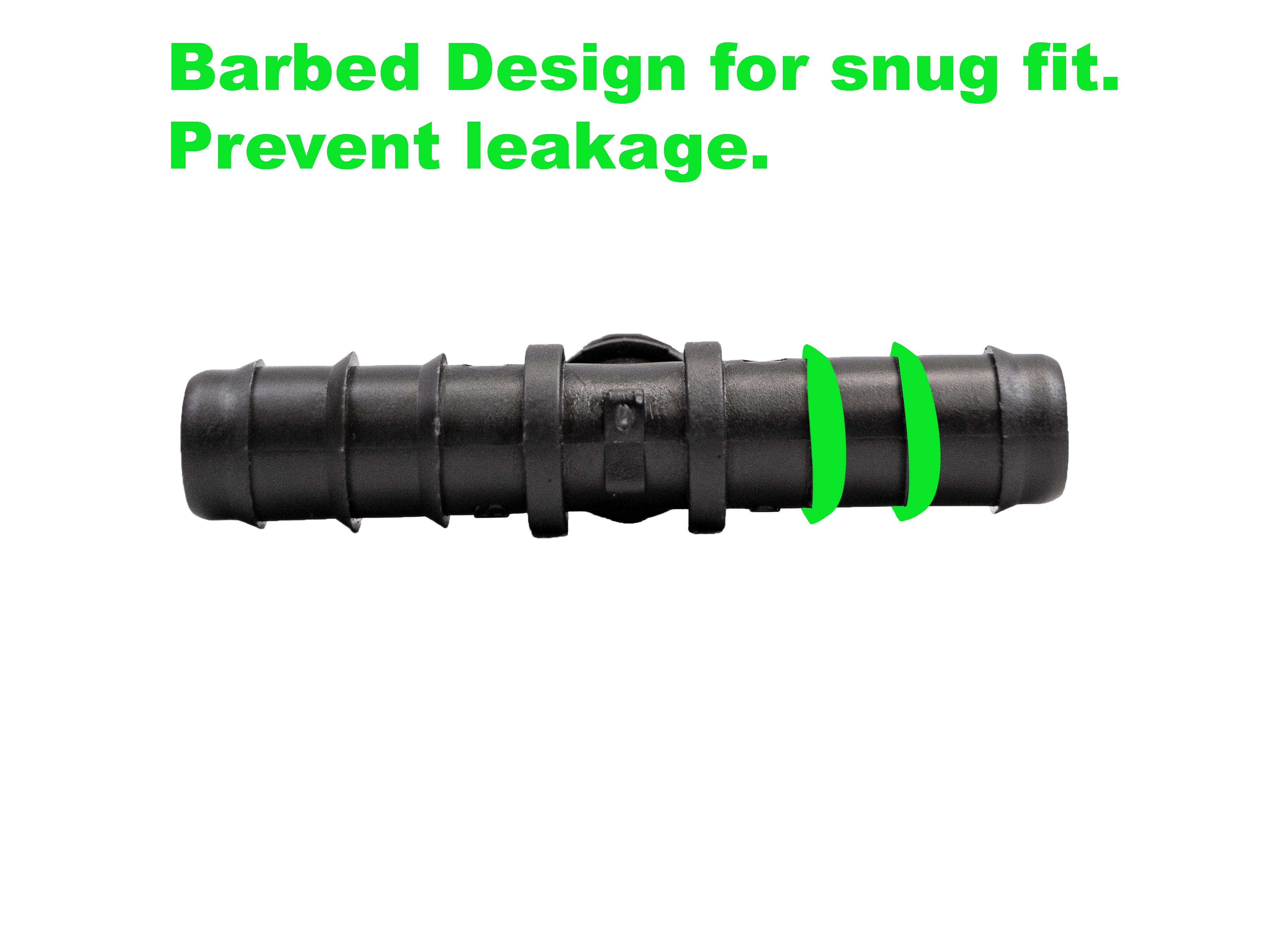 Viagrow 1/2 in. Barbed Tee Connector – UV-Resistant Irrigation Fitting for Drip Systems, Black, (50-Pieces) 6-Case