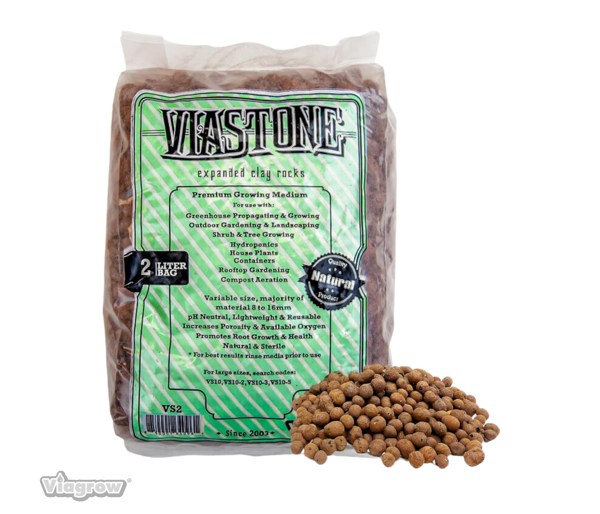 Viastone 2L Expanded Clay Rocks, Grow Rocks, Round