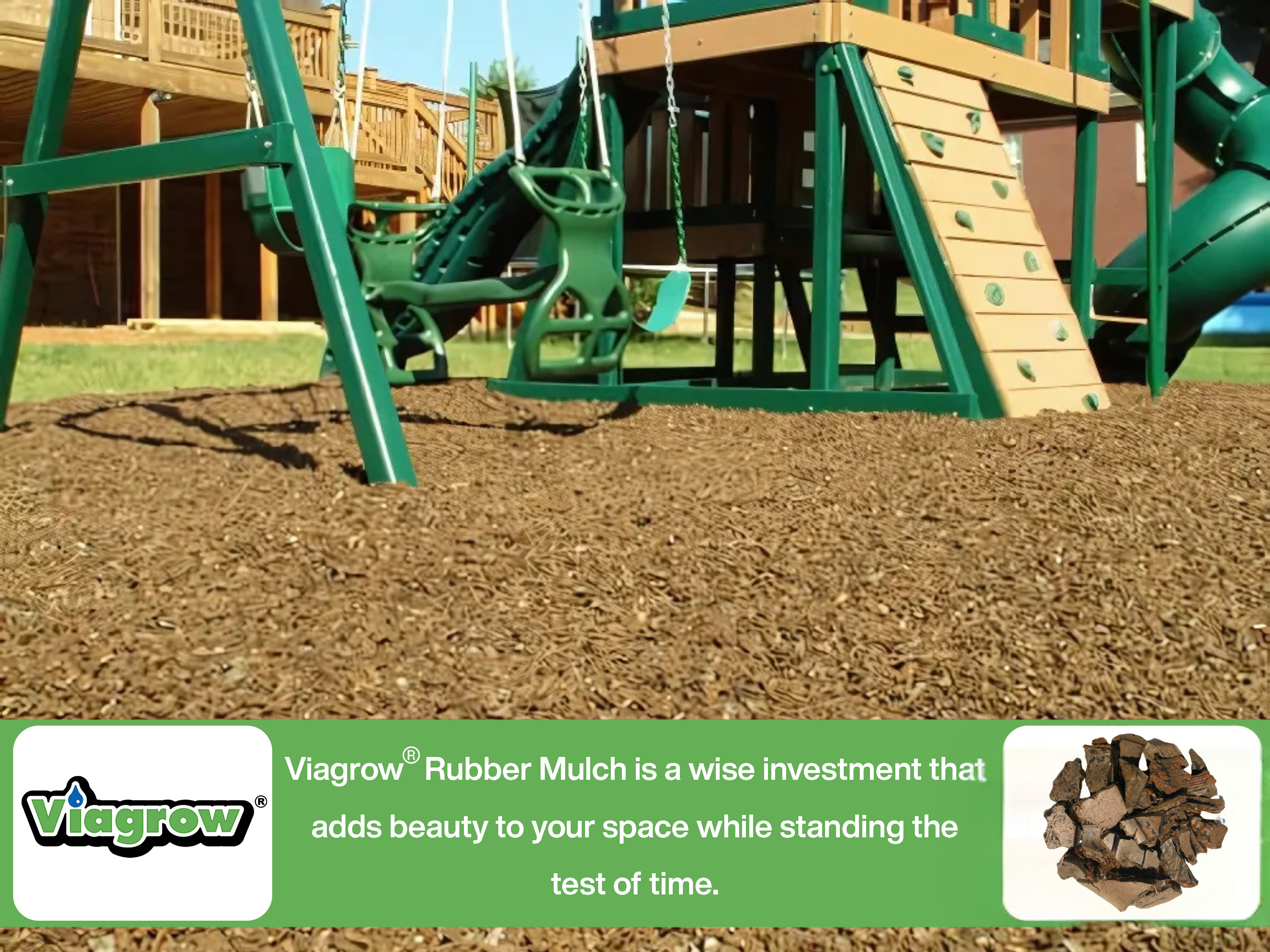 Cypress Rubber Playground & Landscape Mulch by Viagrow, 1.5 CF Bag ( 11.2 Gallons / 42.3 Liters)