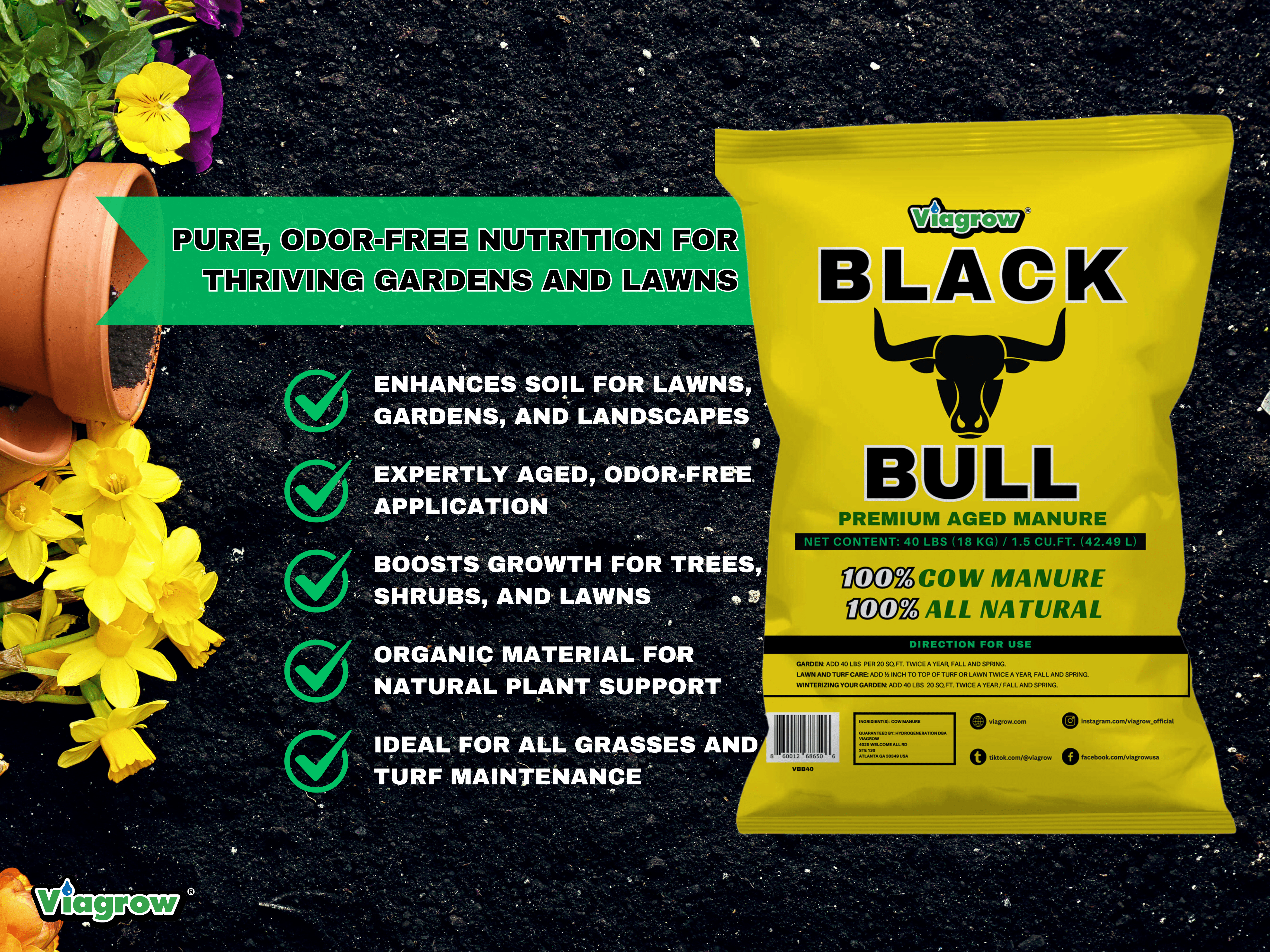 Viagrow Black Bull Premium Aged Manure