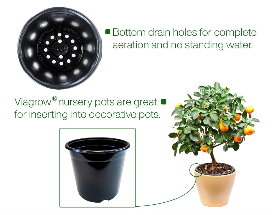 Viagrow 1 Gallon Nursery Pot with 8" Saucer