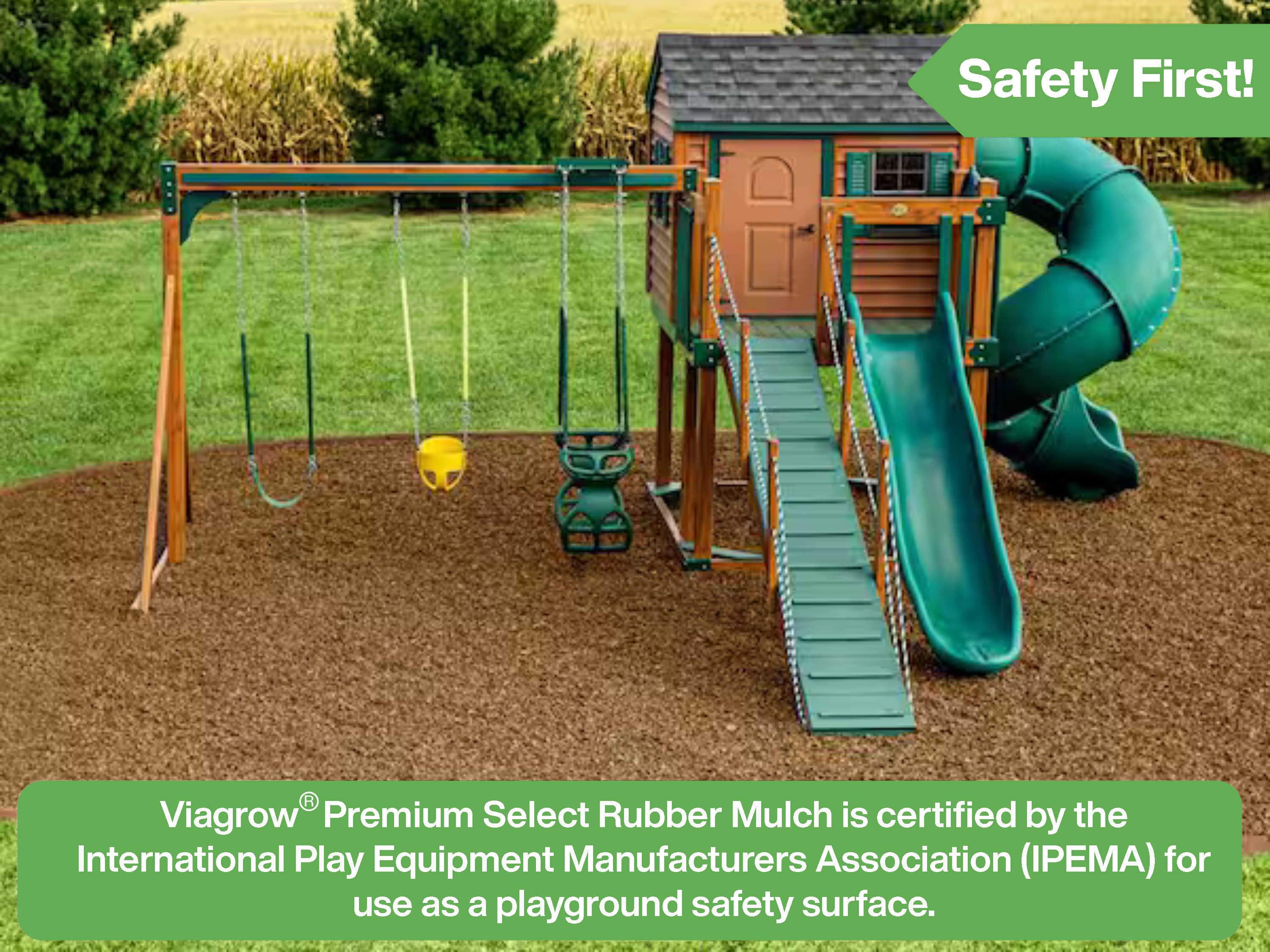 Cypress Rubber Playground & Landscape Mulch by Viagrow, 1.5 CF Bag ( 11.2 Gallons / 42.3 Liters)