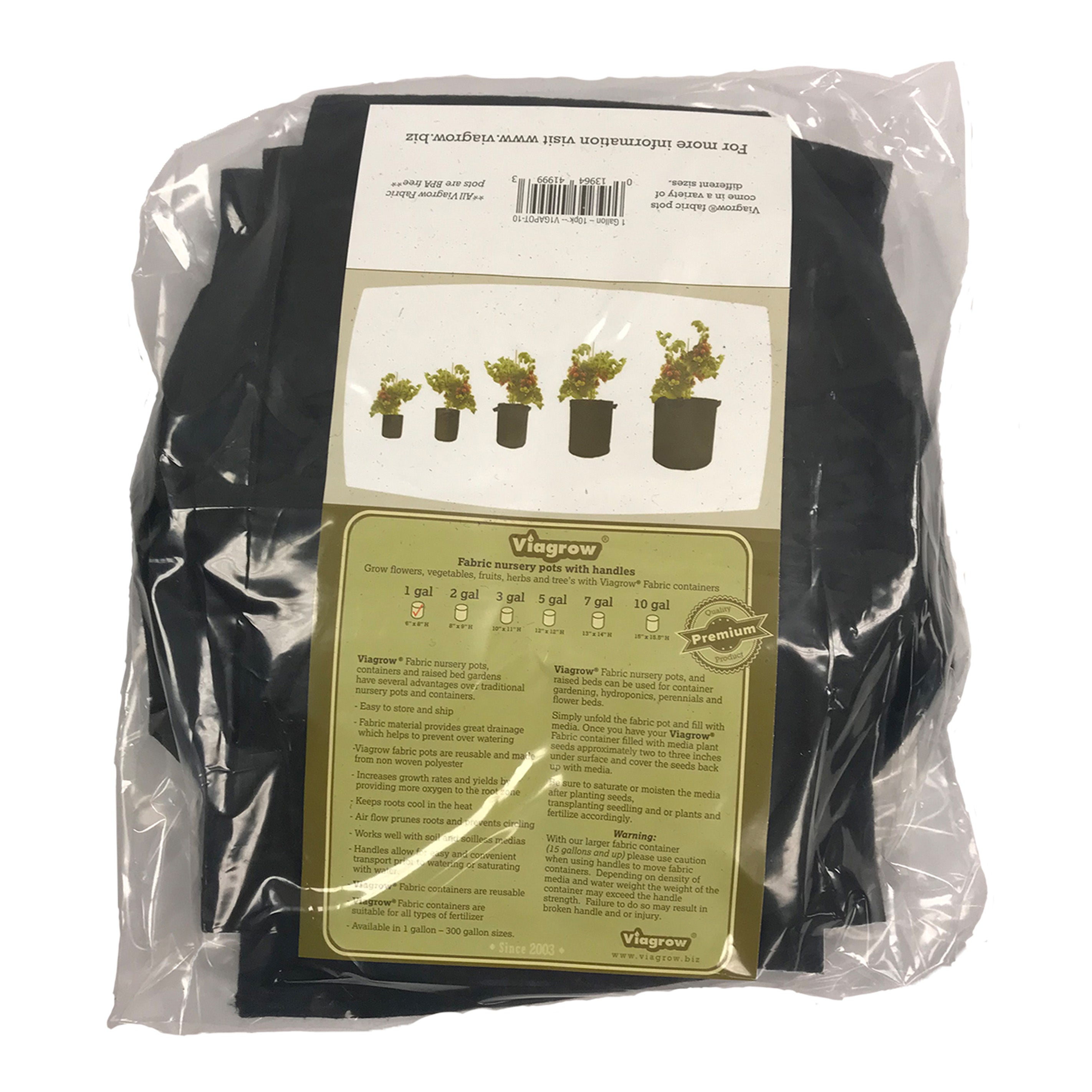 Viagrow Fabric Aeration Grow Bags with Handles