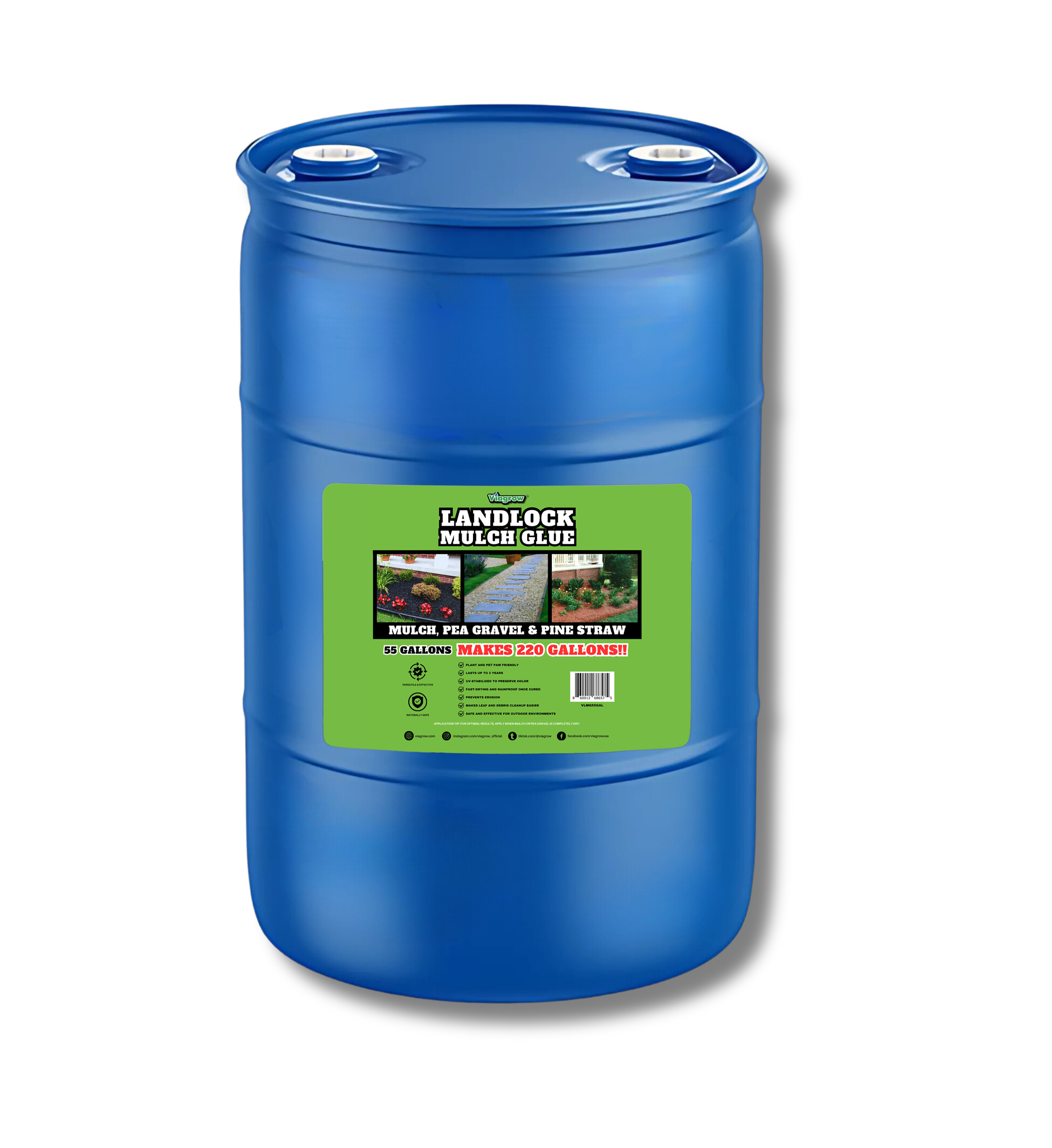 Viagrow Landlock Mulch Glue 55 Gal / Makes 220 Gal / Covers Approx. 110,000 Sq. Ft.