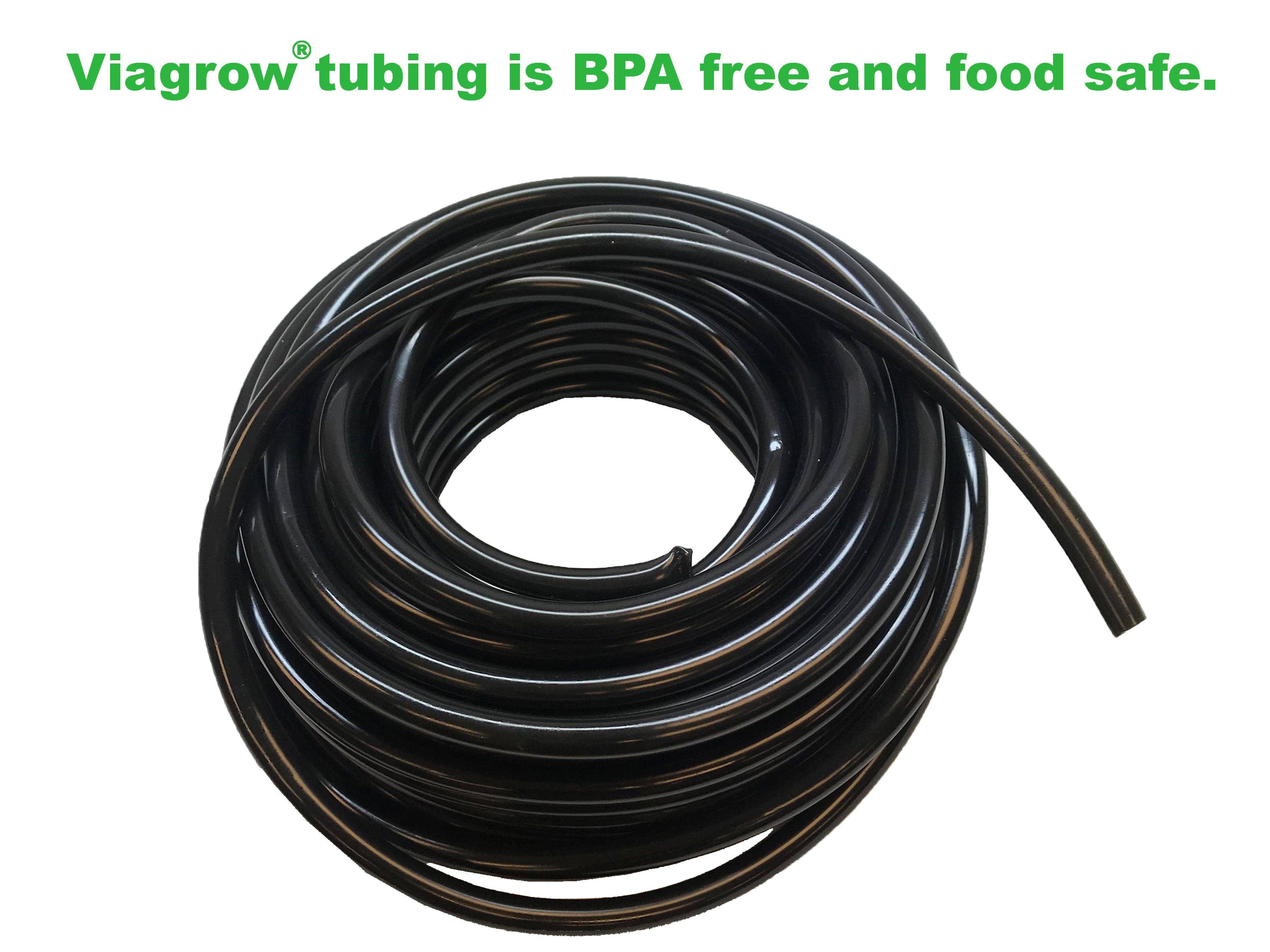 Viagrow Vinyl Multi-Purpose Irrigation Tubing (100ft, 1/2 ID-5/8 OD), Black (Case of 6)