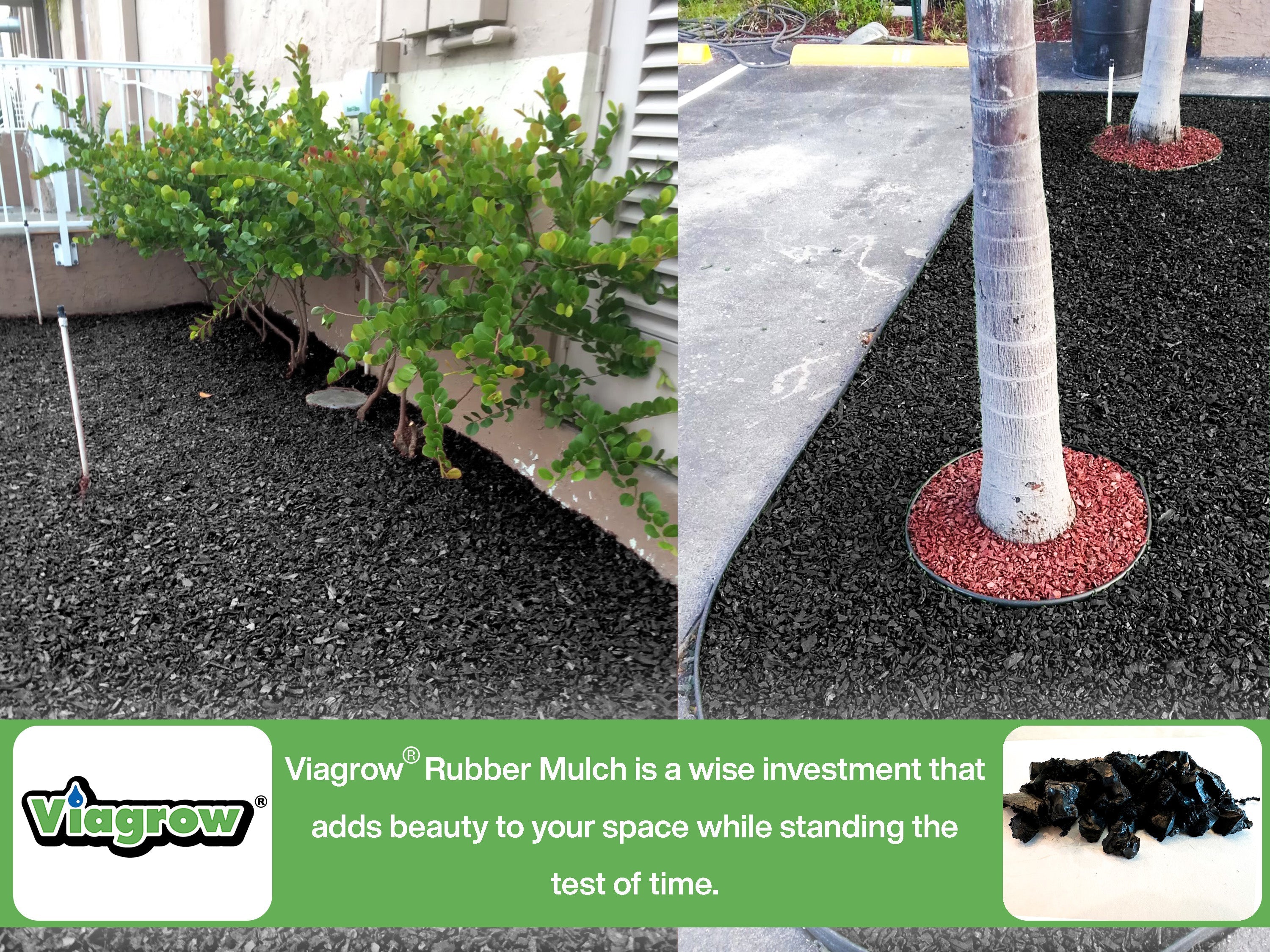 Black Rubber Playground & Landscape Mulch by Viagrow, 1.5 CF Bag ( 11.2 Gallons / 42.3 Liters)