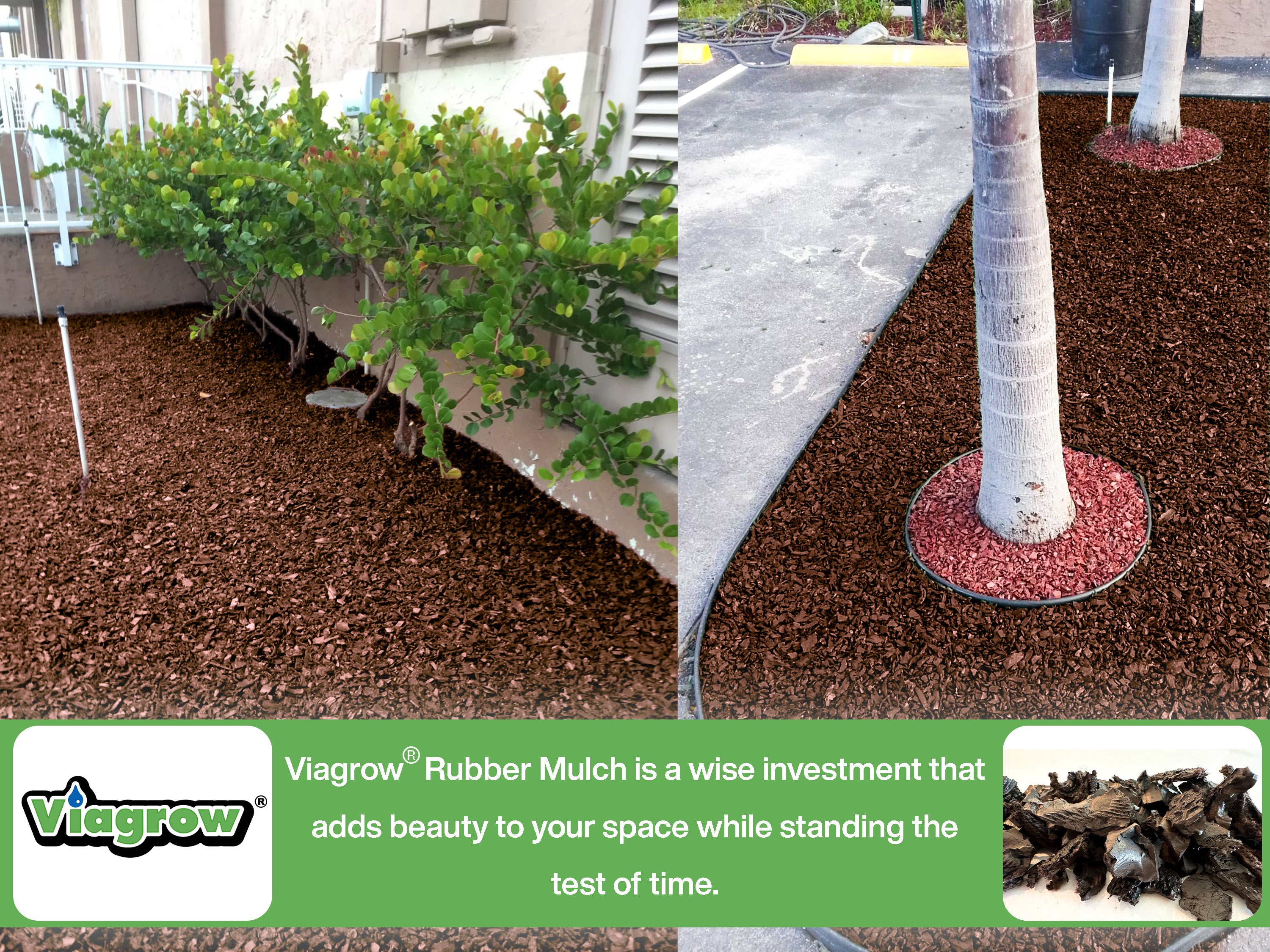 Brown Rubber Playground & Landscape Mulch by Viagrow, 1.5 CF Bag ( 11.2 Gallons / 42.3 Liters)