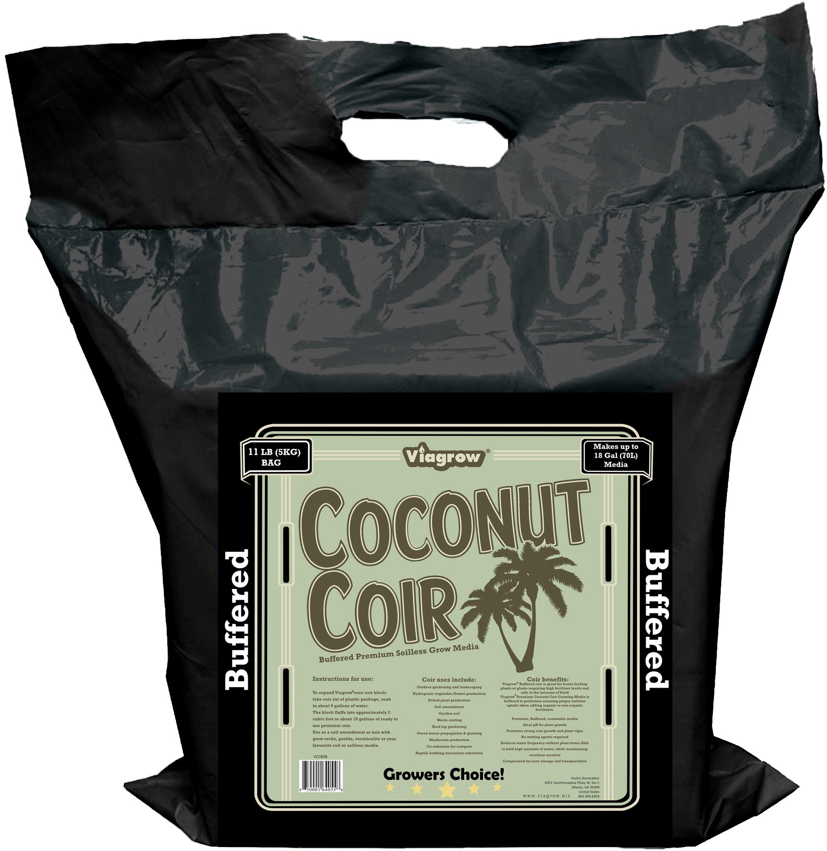 Viagrow 5KG (11LB) Buffered Coconut Coir Compressed Premium Grow Media