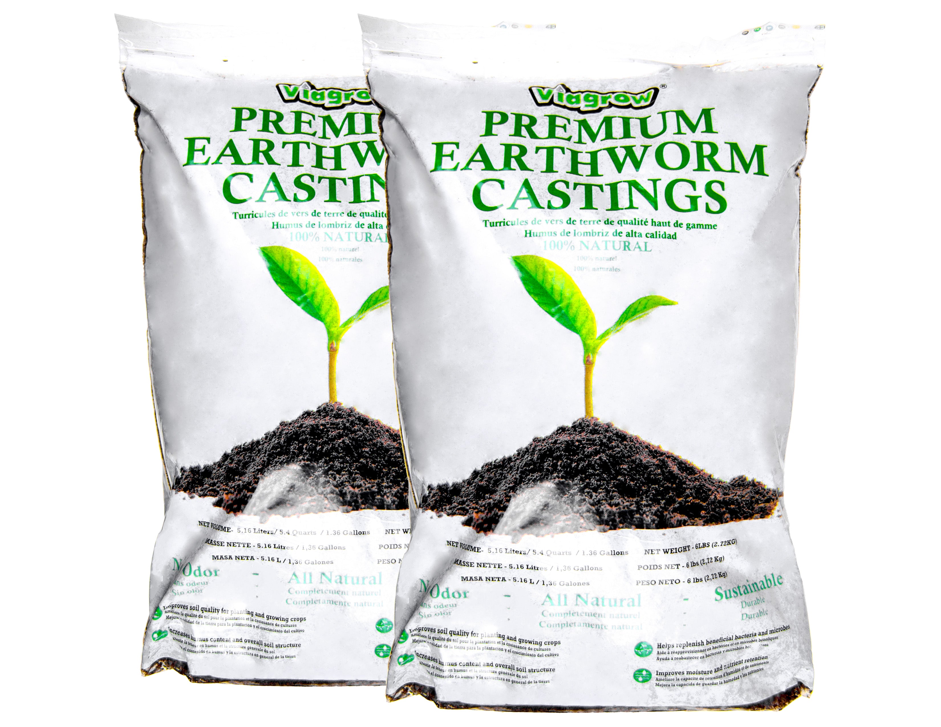 Viagrow 6LBS Premium Earthworm Castings, Soil Builder, Soil Amendment